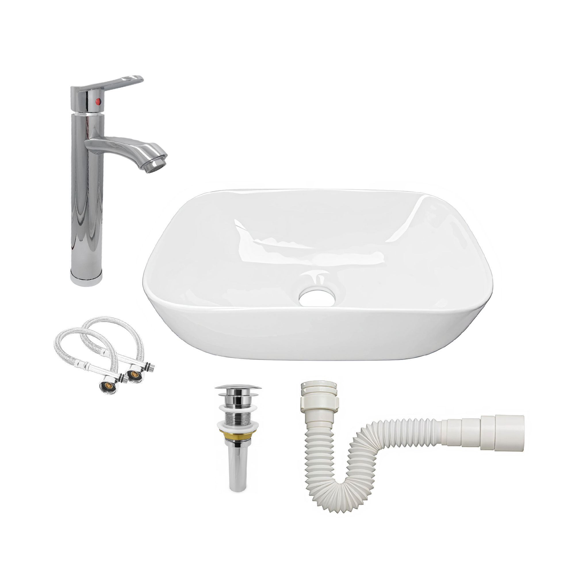 Combo Lavamanos + Grifería Pico Plano + Push + Sifón C985