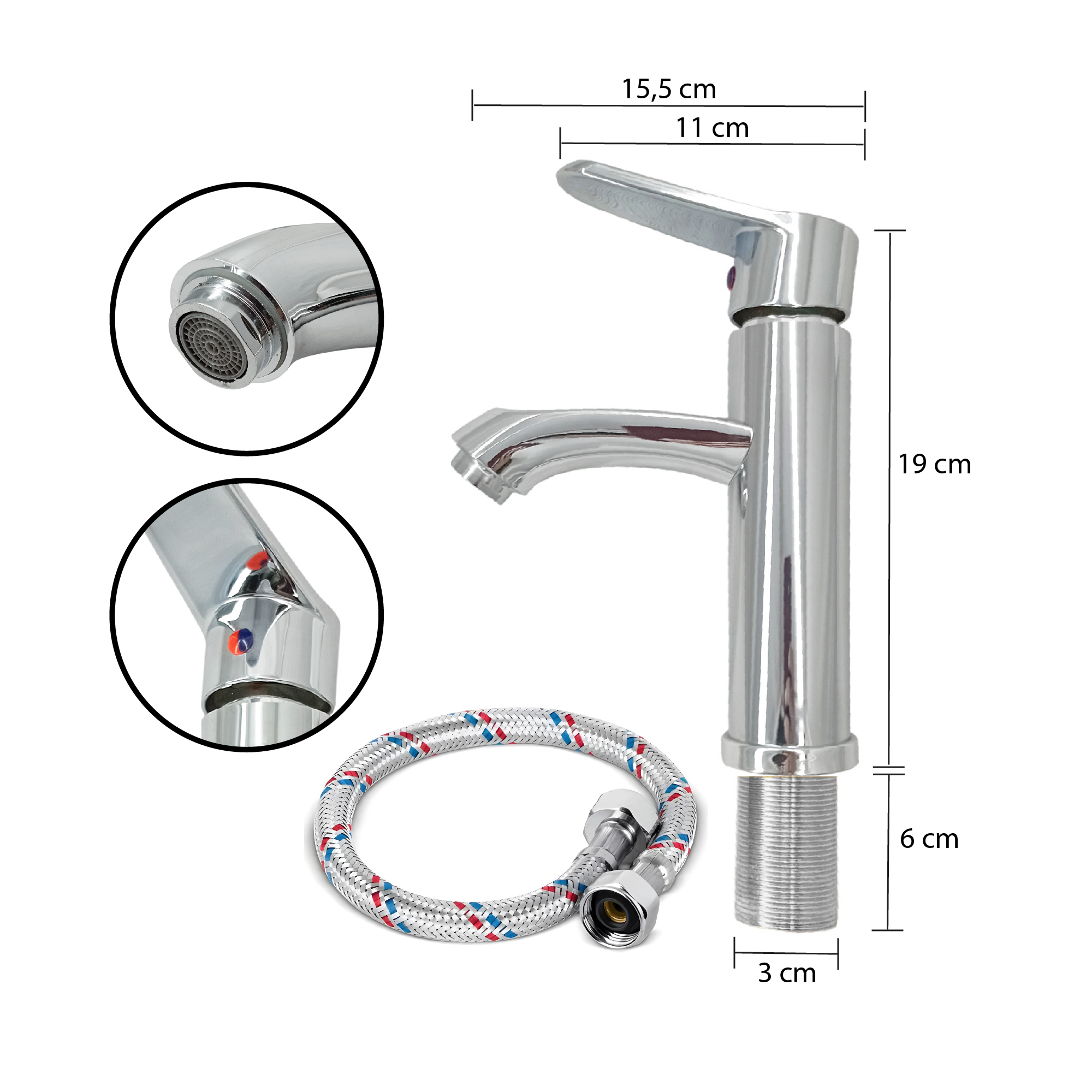 Griferia Lavamanos Monocontrol Mezclador Pico Semicurvo