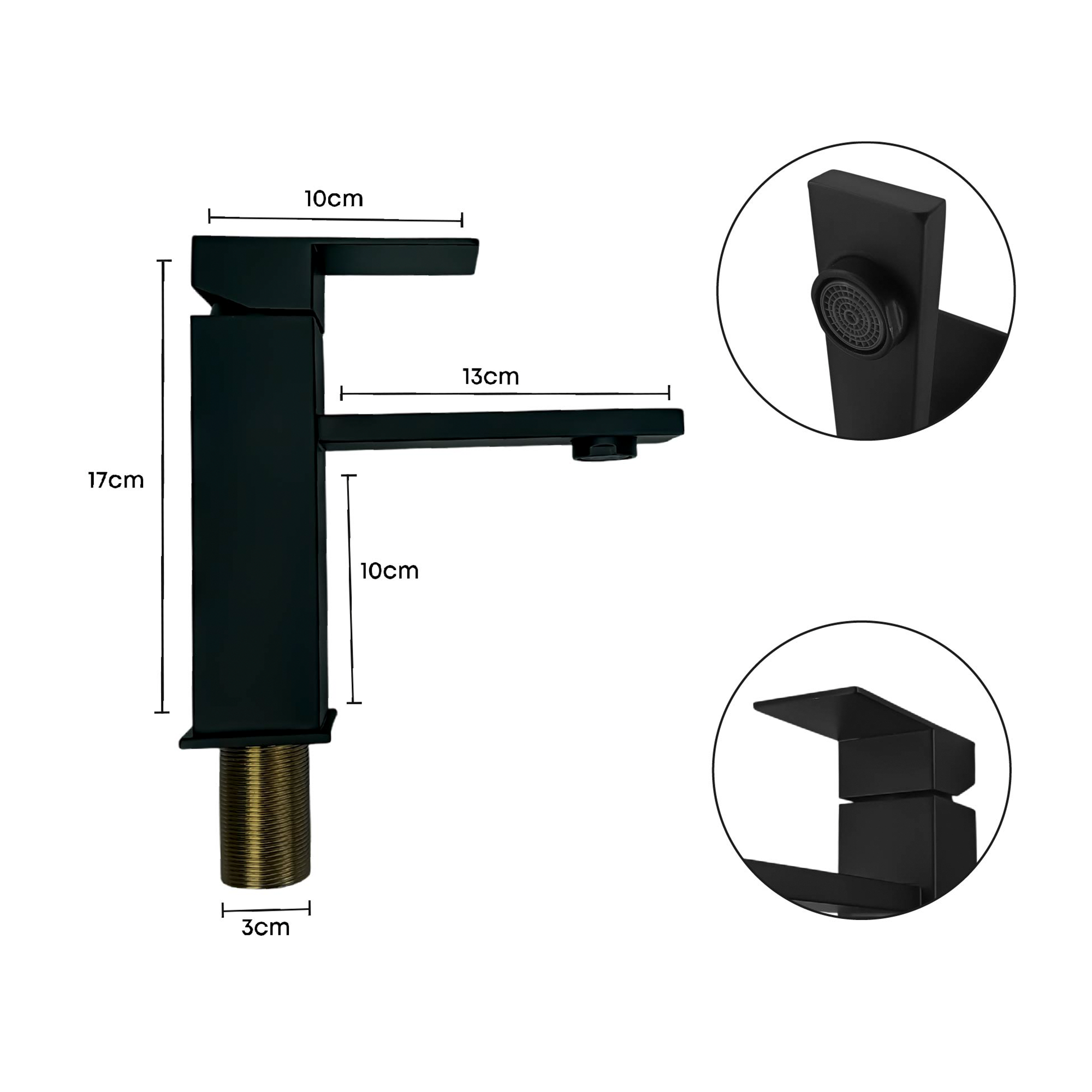 Griferia Lvm Baja Mezclador Pico Plano Negro + Push Negro