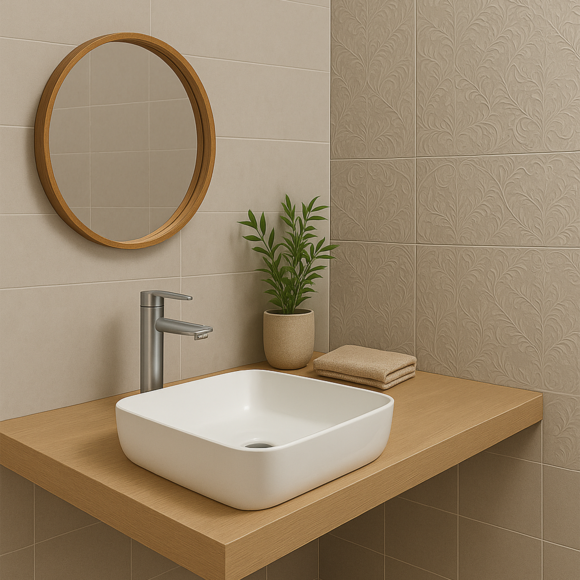 Combo Lavamanos Cuadrado + Grifería Mezclador INOX C1103