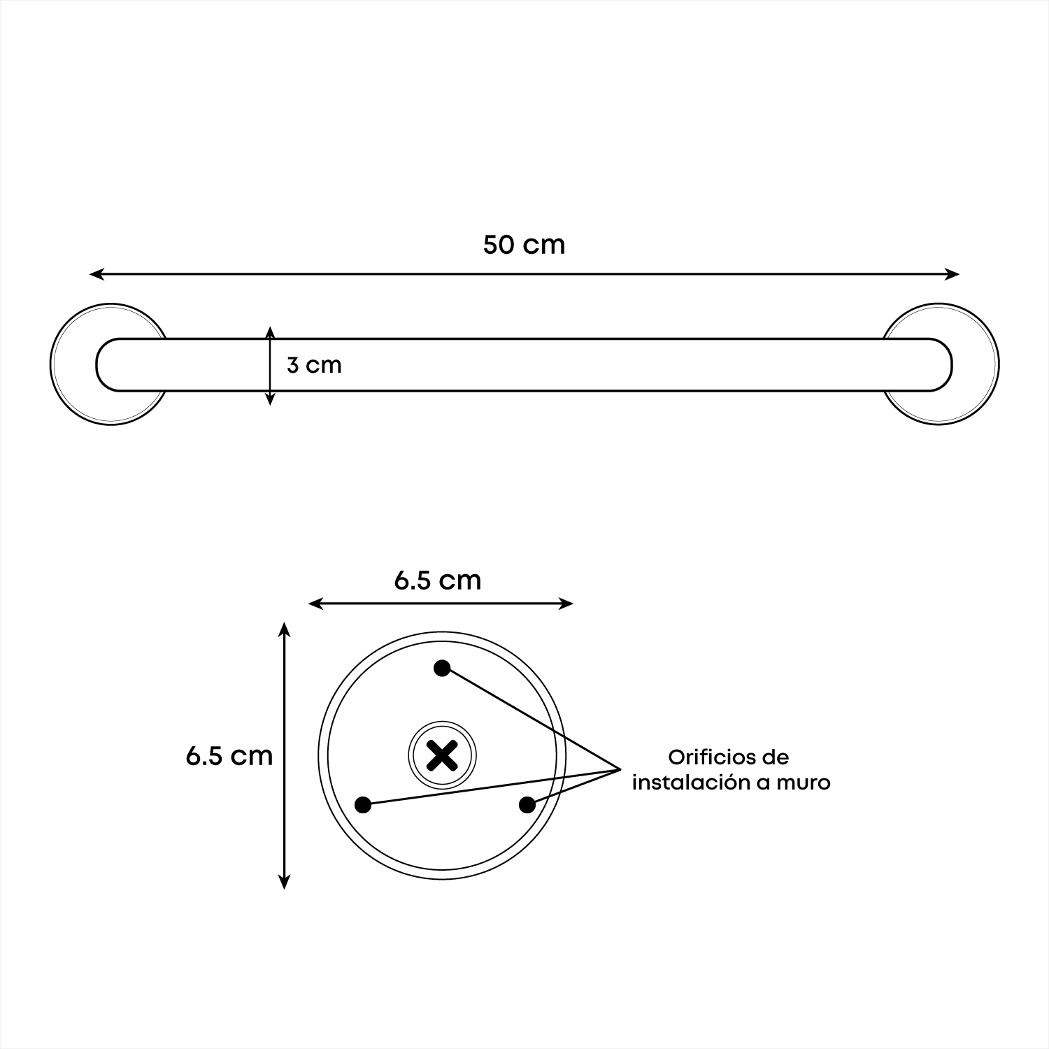 Barra Seguridad Acero Inoxidable 50cm 