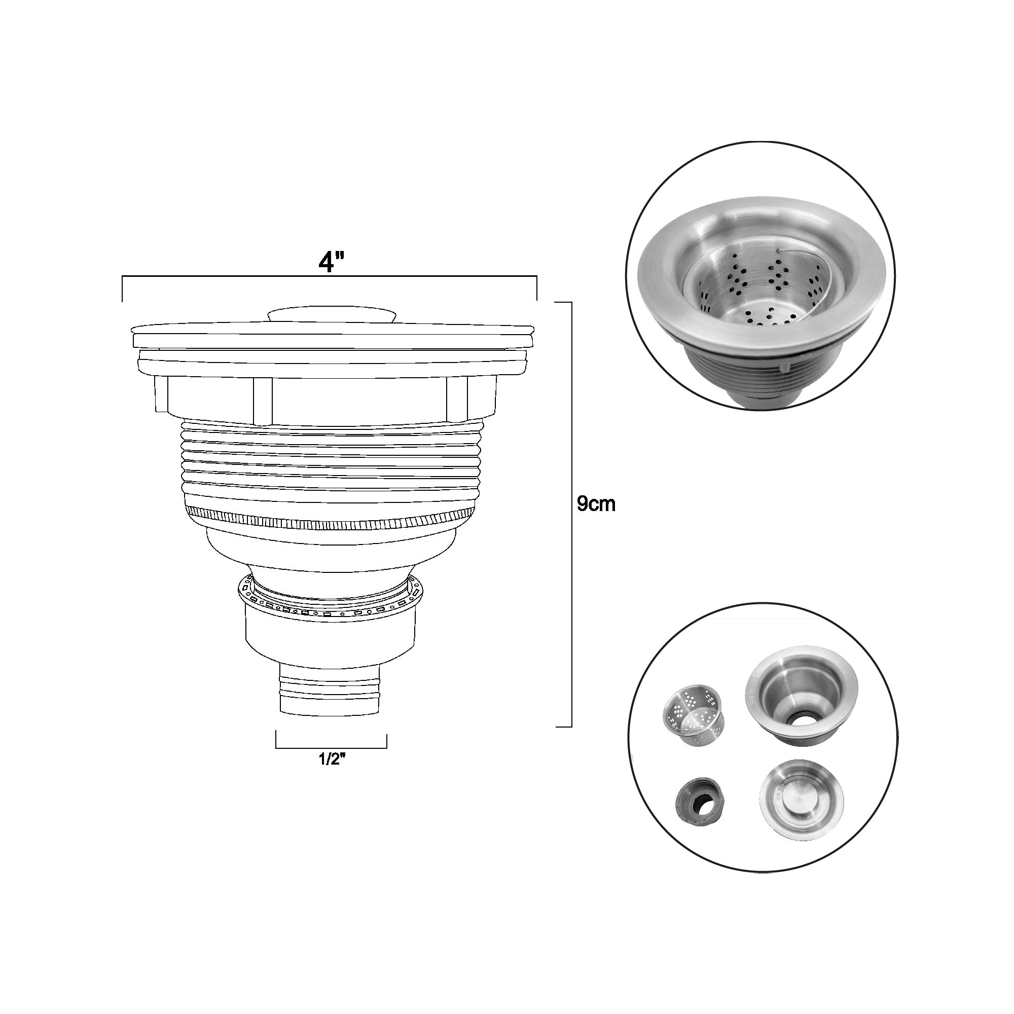 Canastilla 4 Para Desague Lavaplatos Acero 304