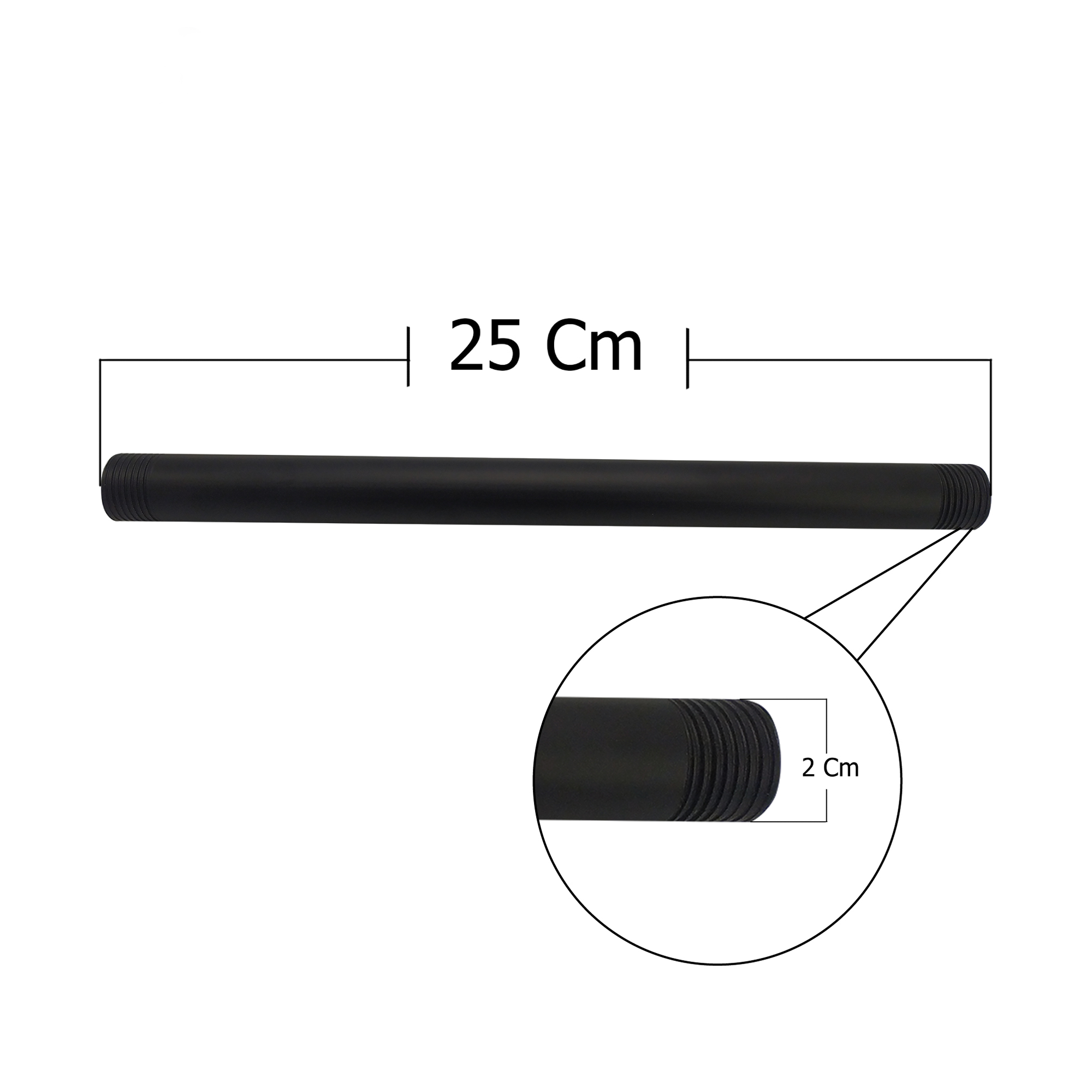 Brazo Tubo Redondo Ducha De Techo Negro 25cm