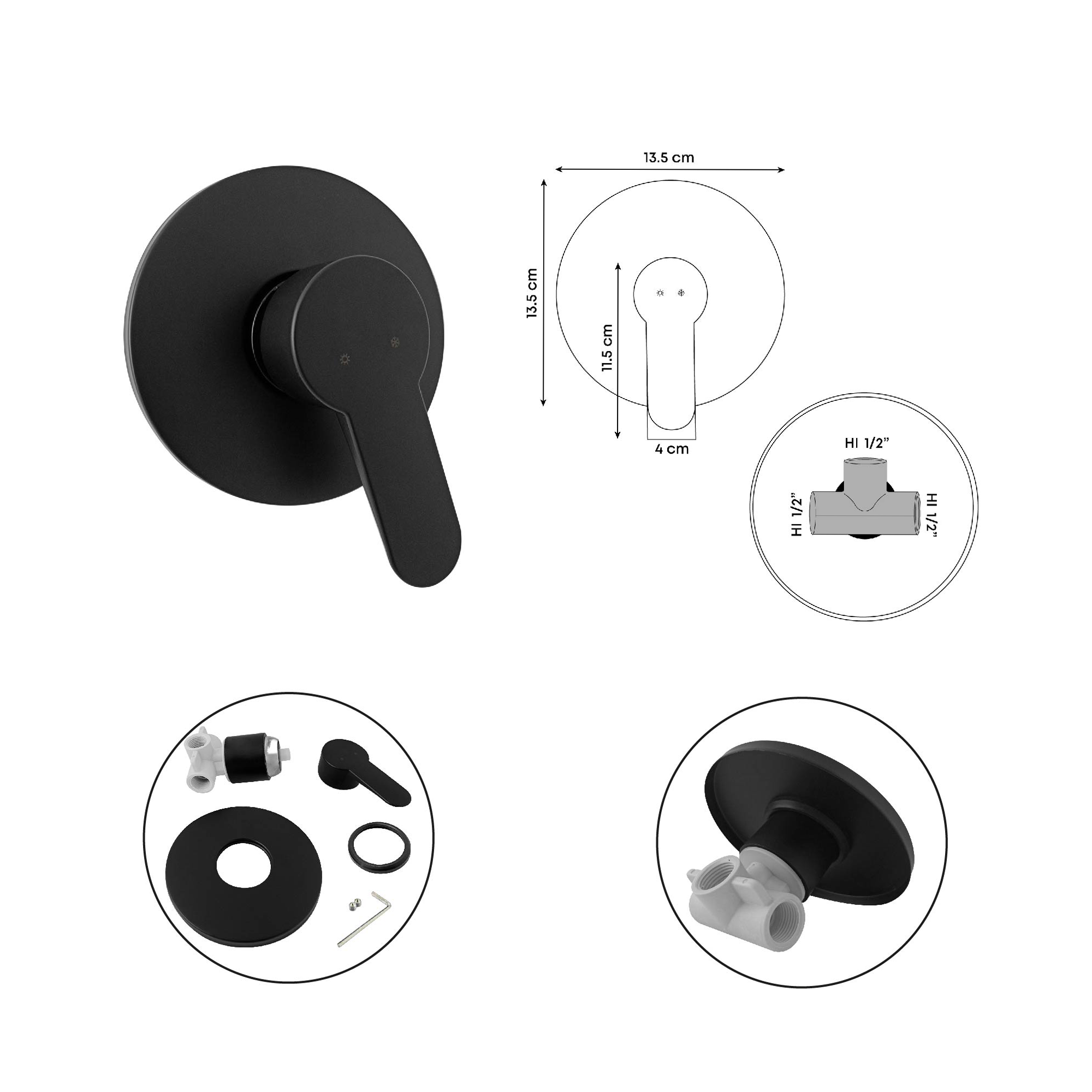 Kit Ducha Redonda 20 + Brazo Cilindrico + Mezclador 