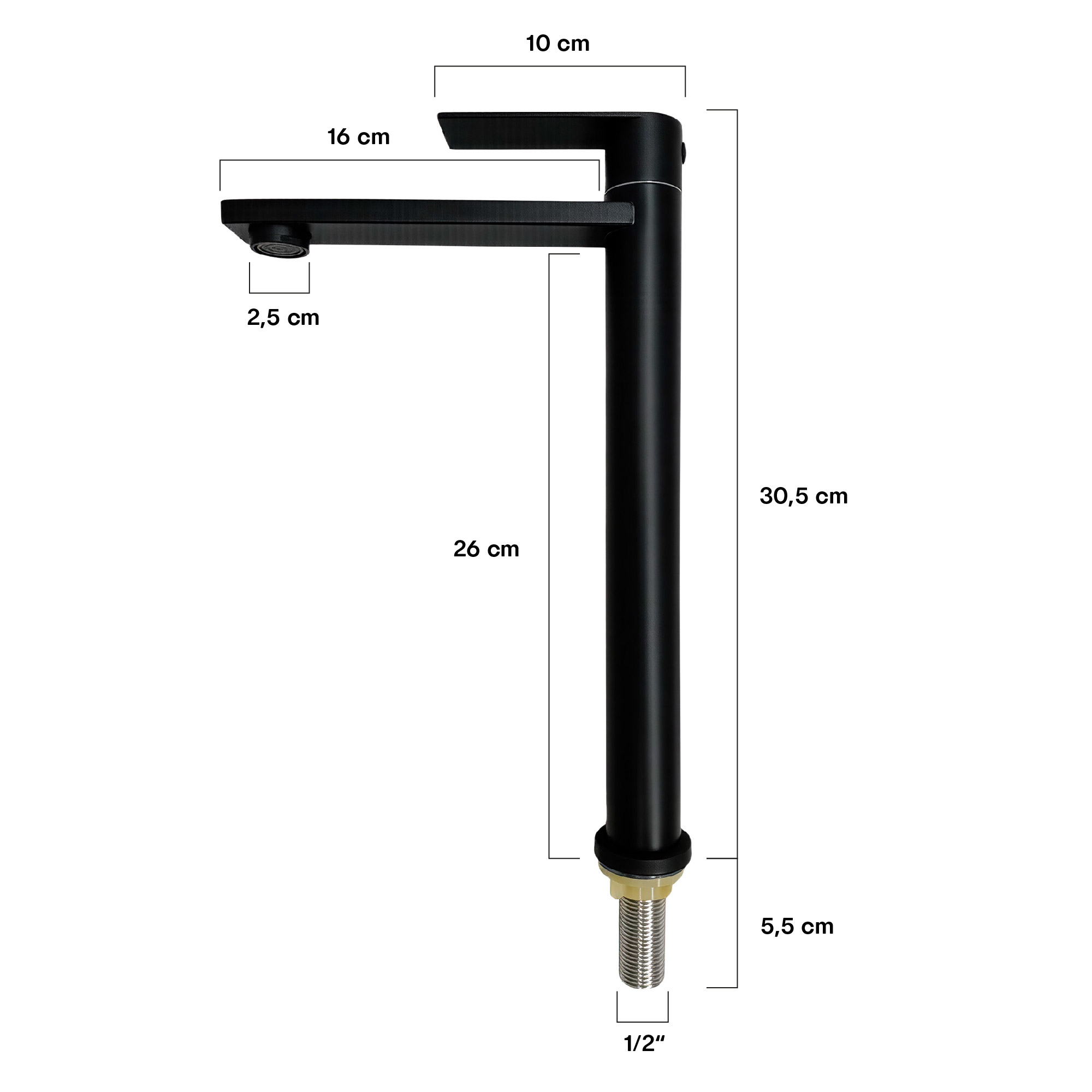 Griferia Lavamanos Alta Agua Fria Negro Madrid 