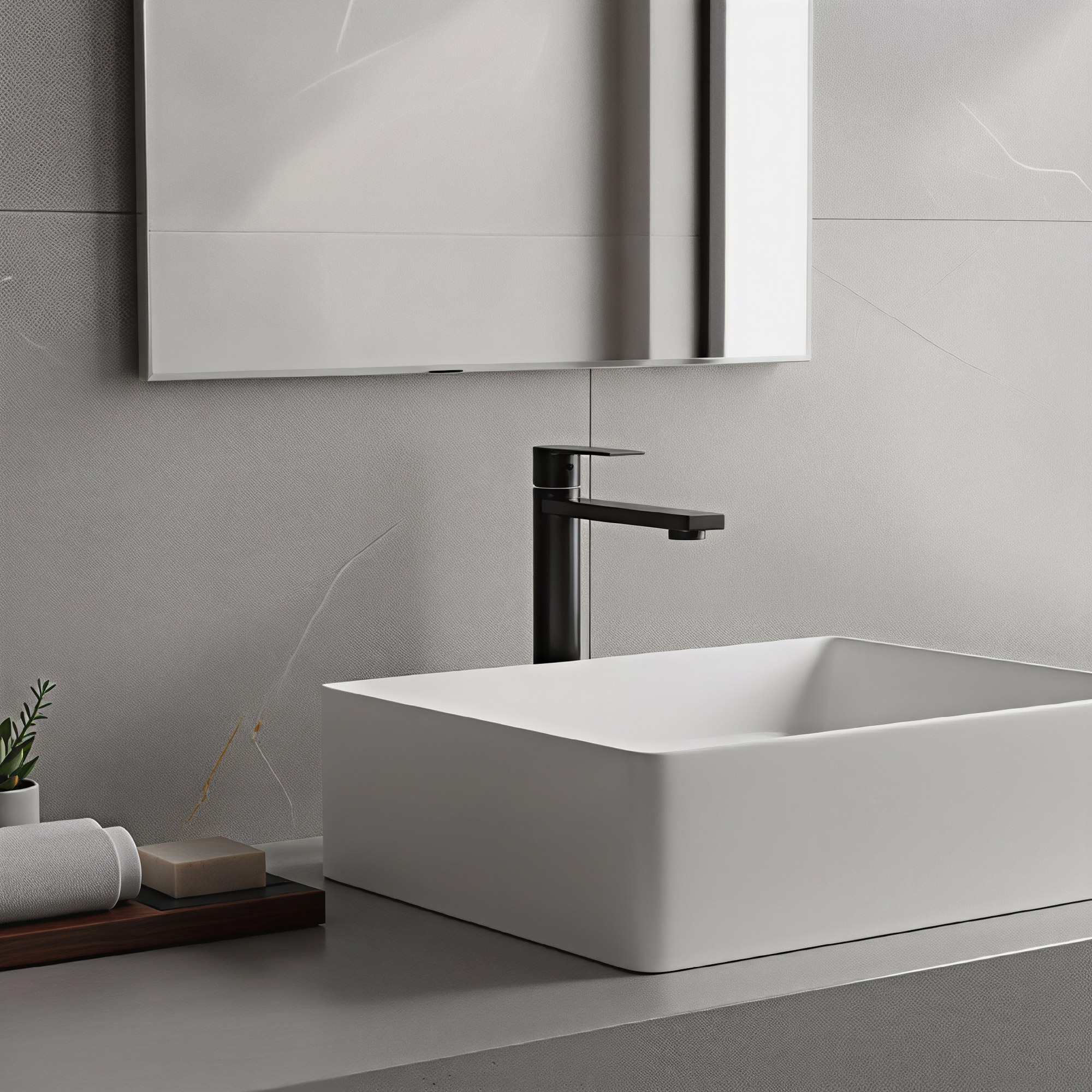 Griferia Lavamanos Alta Agua Fria Negro Madrid 