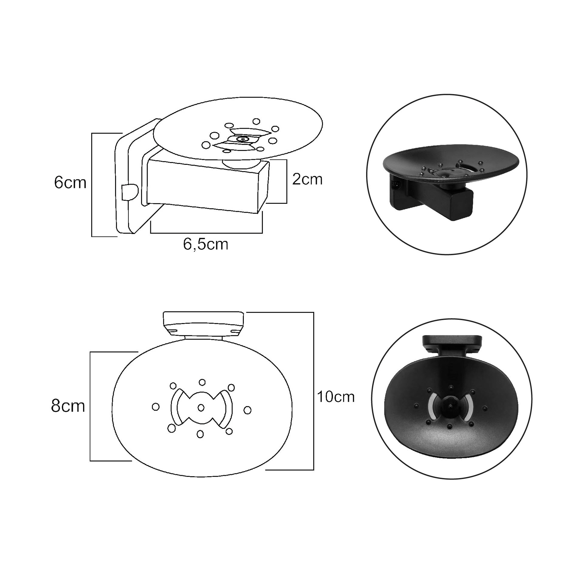 Set Accesorios Para Baño Base Cuadrada X6 Piezas Negro Mate