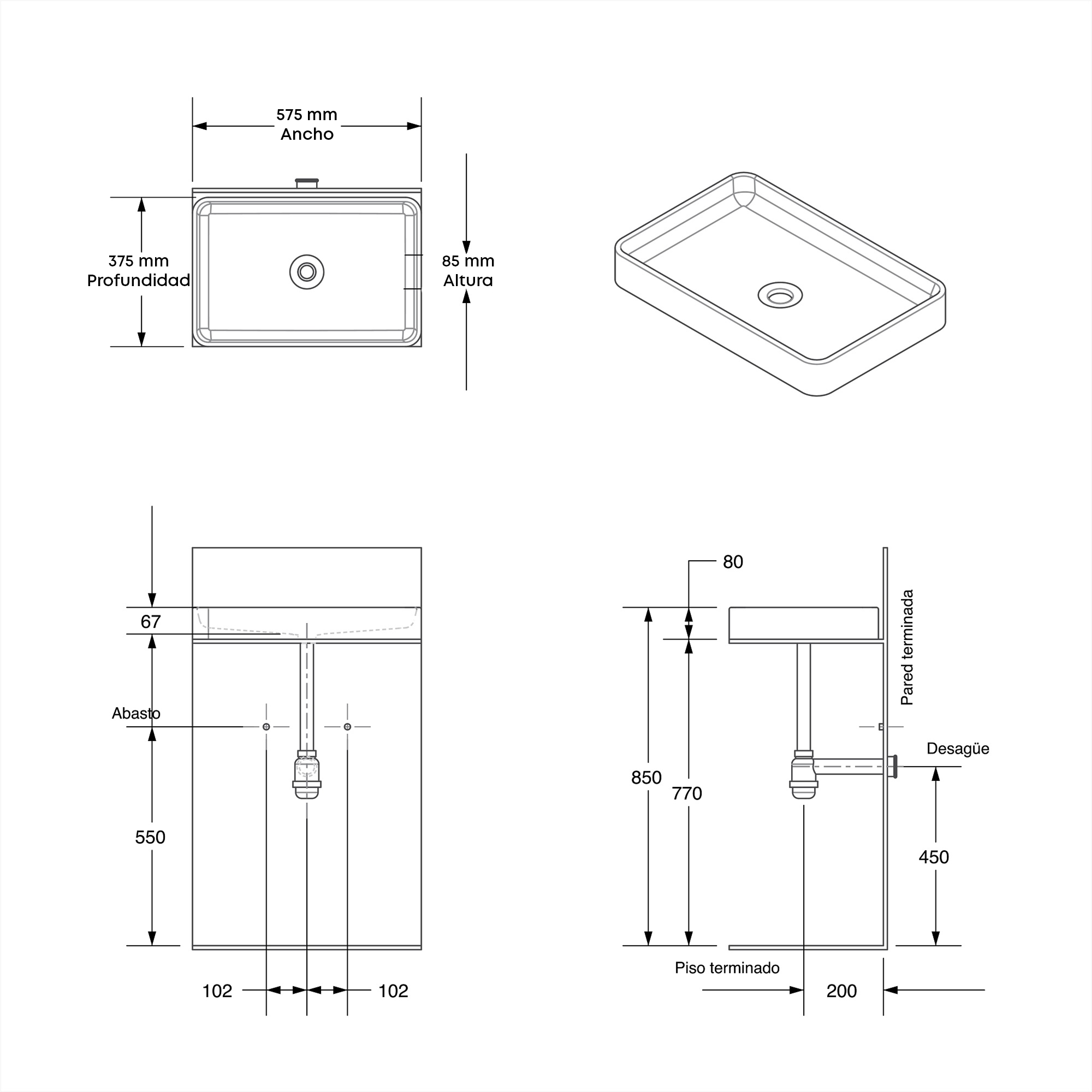 Lavamanos Ccol Blanco Rectangular Ibiza
