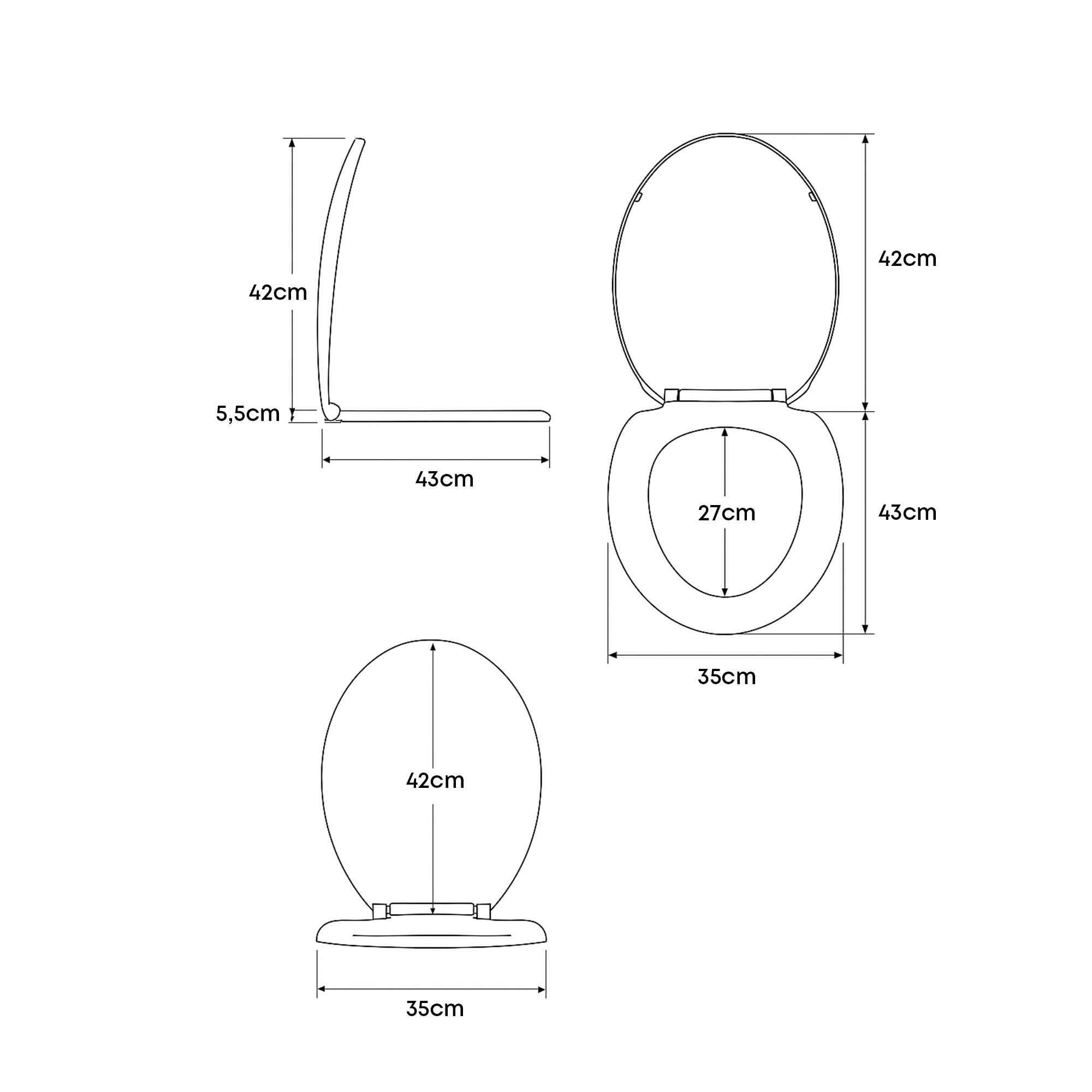 Asiento Sanitario Caida Lenta Redondo Blanco