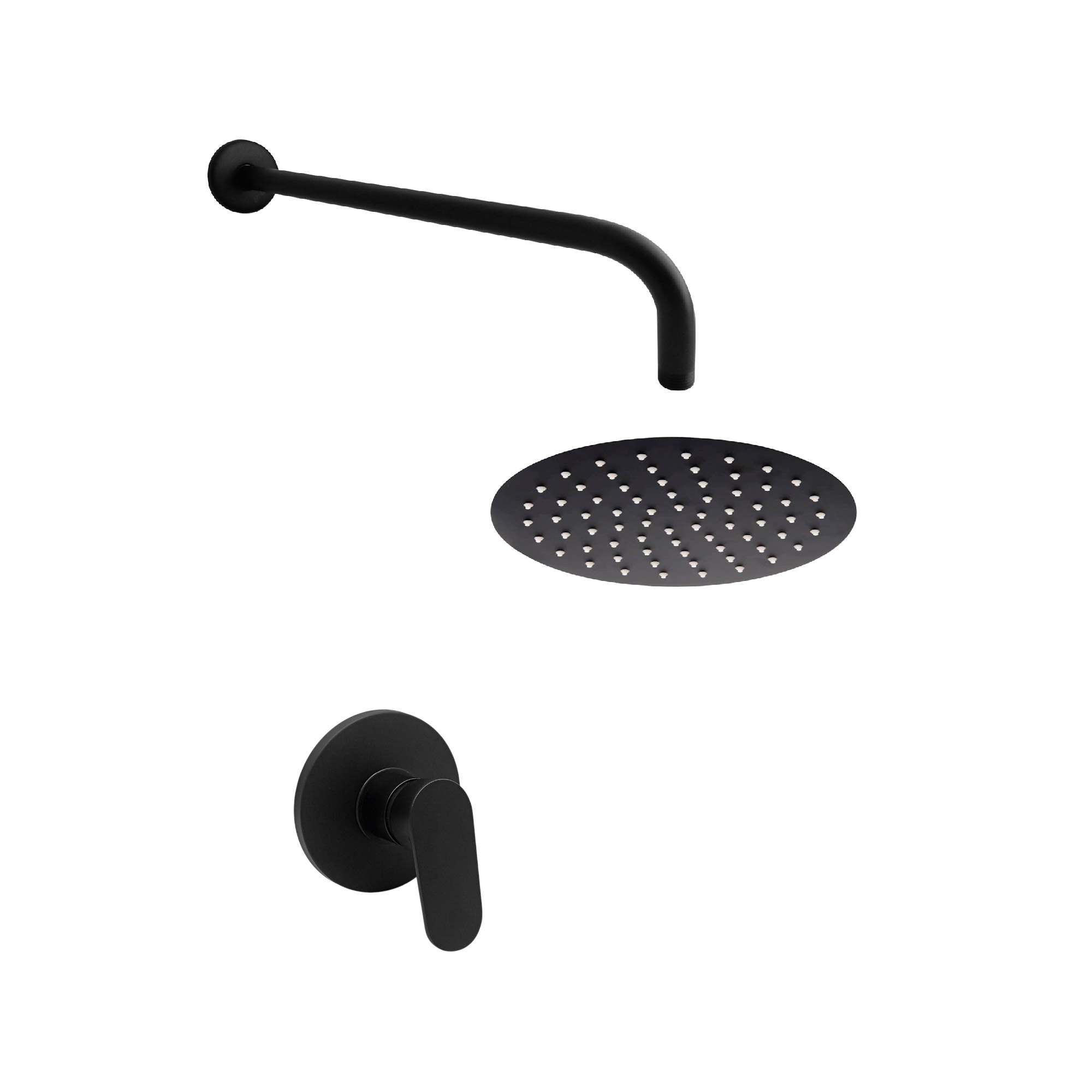 Combo Ducha De 20cm + Brazo Cilindrico + Mezclador Negro