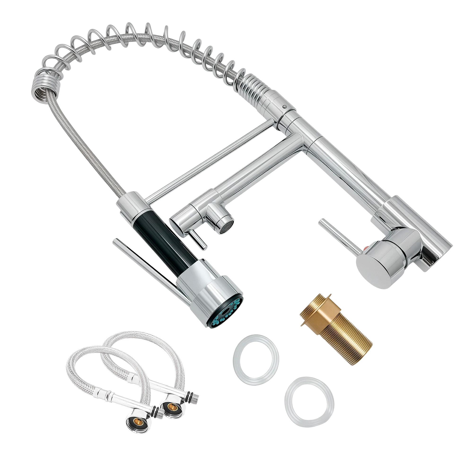 Griferia Mezclador Profesional Doble Grifo Titanium