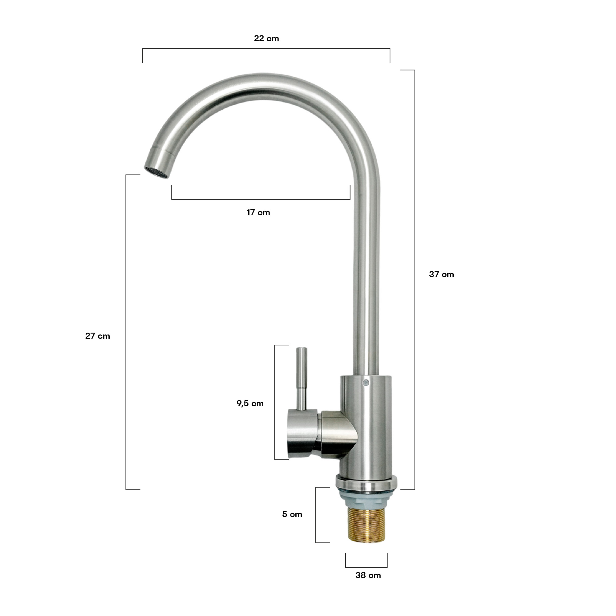 Griferia Cuello Cisne Monocontrol Mezclador Lavaplatos Inox