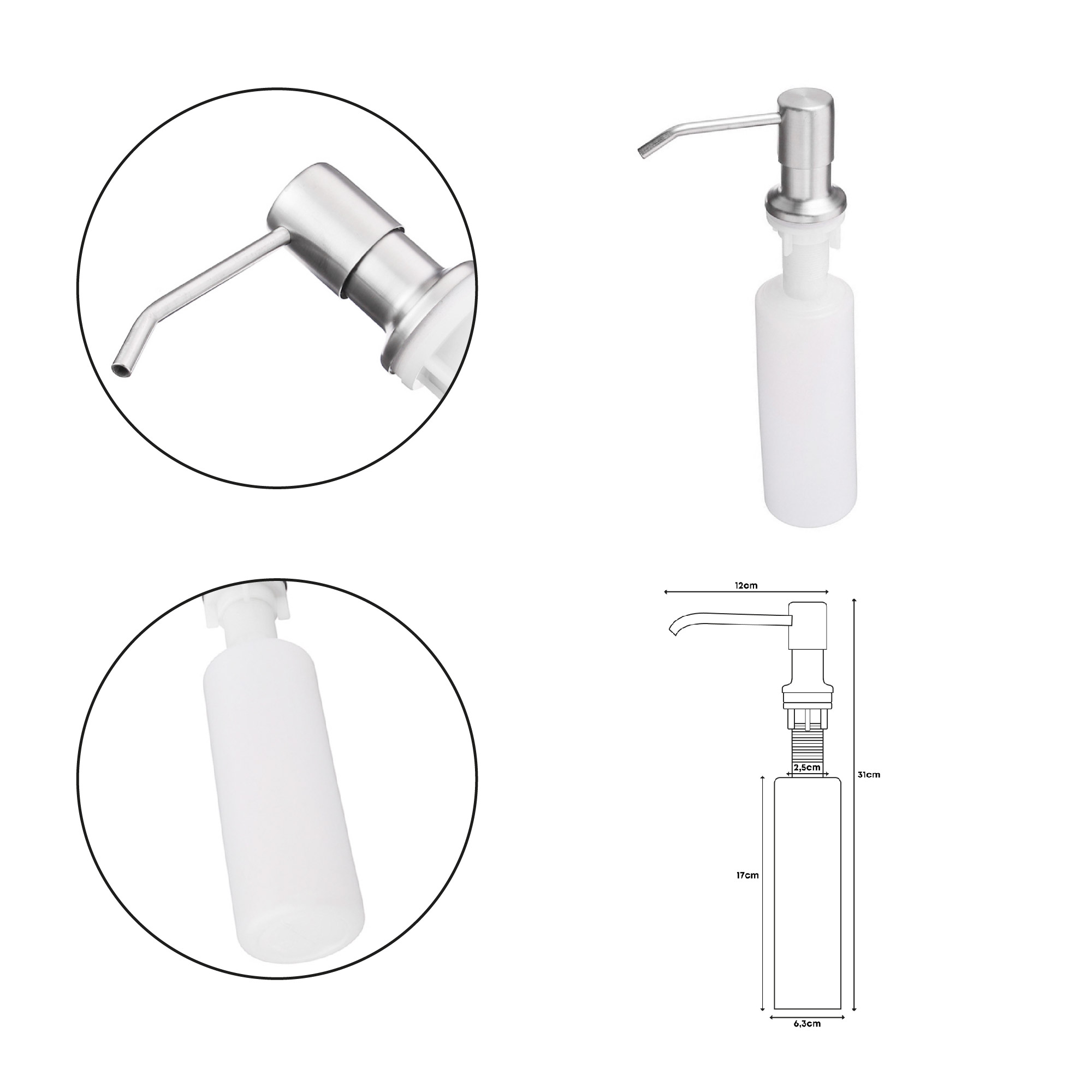 Kit Griferia Lavaplatos + Canastilla + Sifon C1111 - Plateado - Satinado