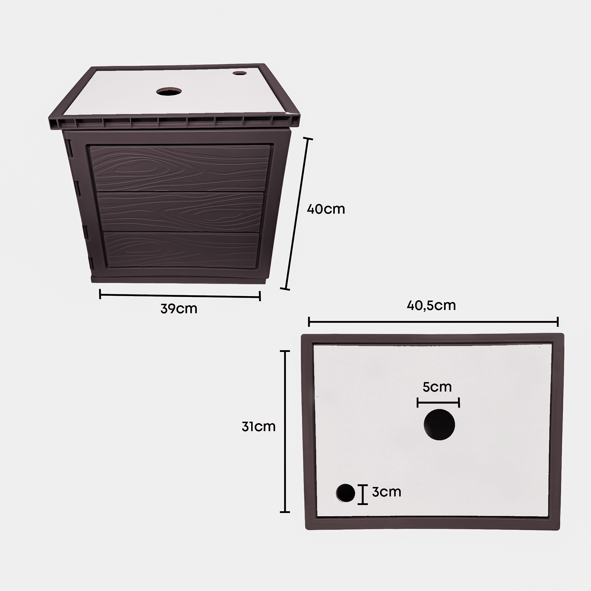 Mueble Flotante En PVC Con Tapa Marrón