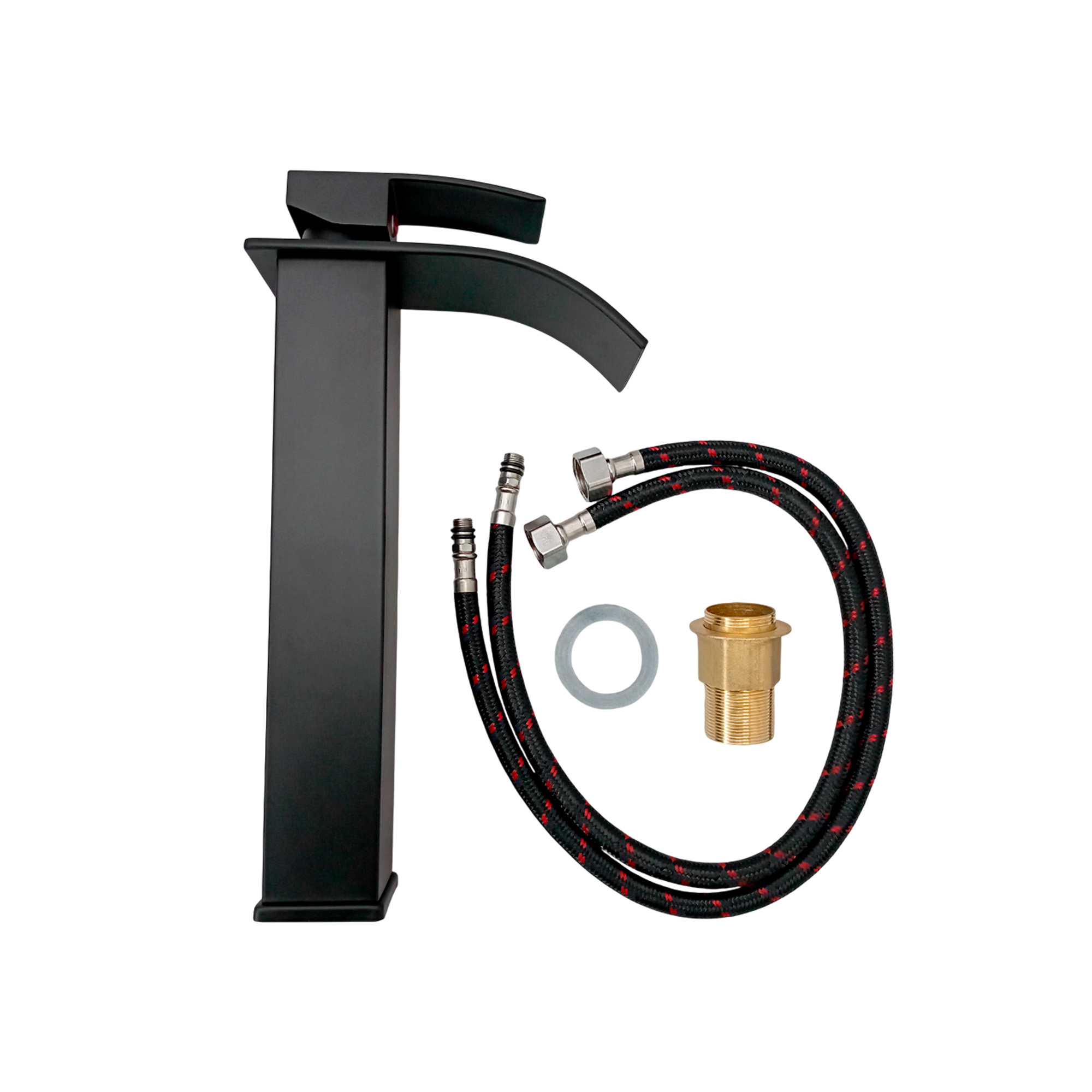 Griferia Monocontrol Mezclador Alta Cascada Negro Mate