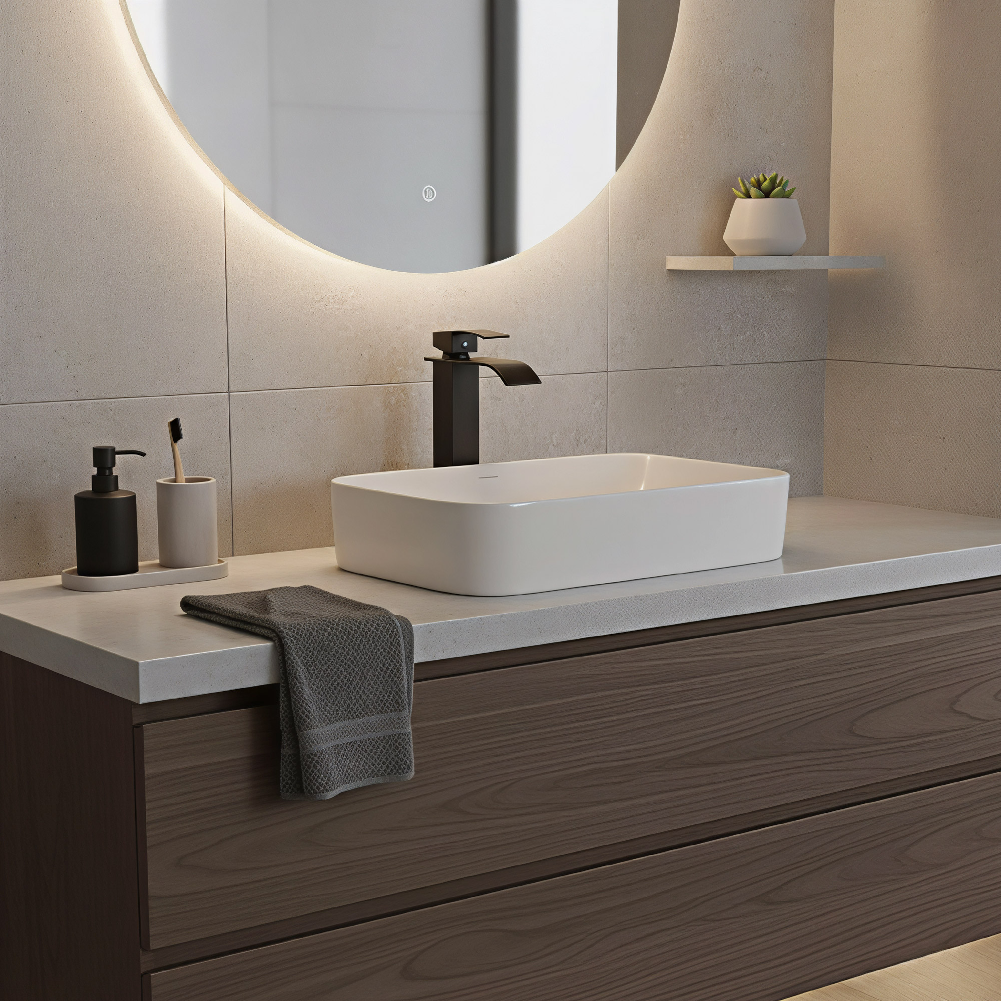 Griferia Monocontrol Mezclador Alta Cascada Negro Mate