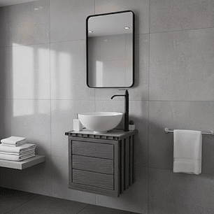 Kit Mueble Pvc + Lavamanos + Griferia  Ccol1120 - Gris - Un Agujero