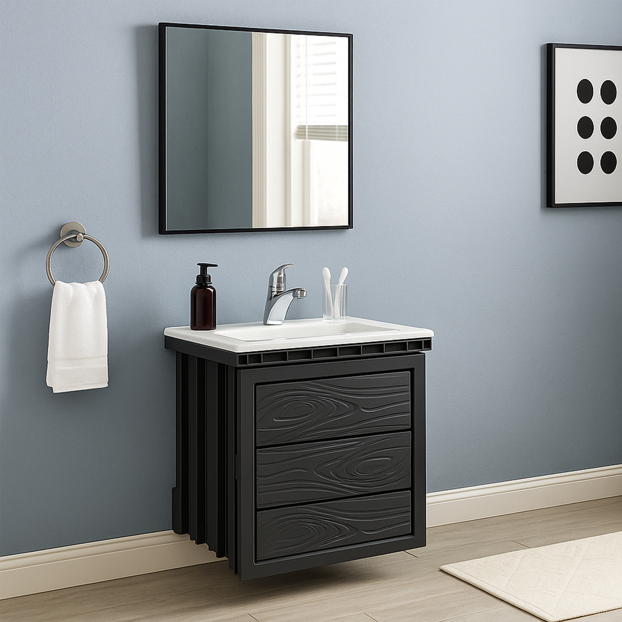 Kit Mueble en PVC + Lavamanos + Grifería  CCOL1112