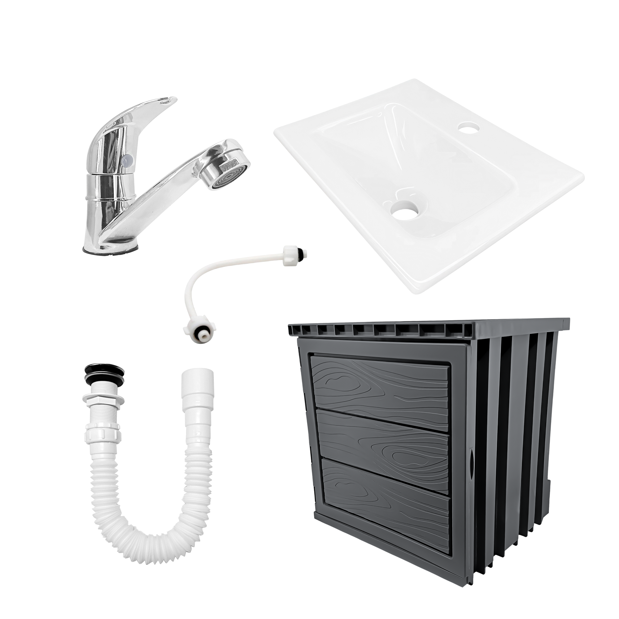 Kit Mueble en PVC + Lavamanos + Grifería  CCOL1112