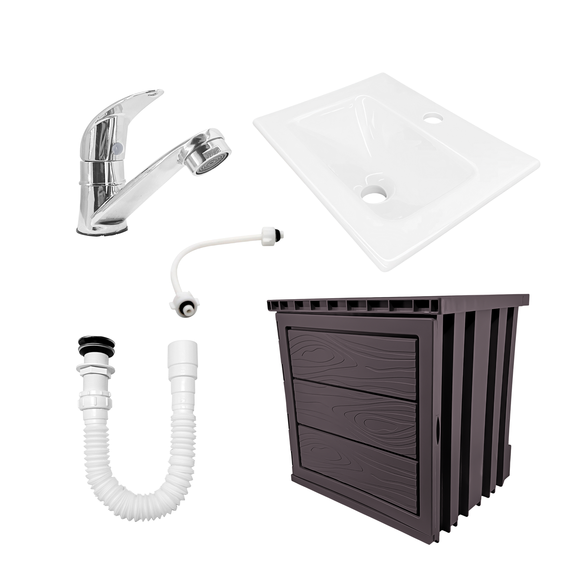 Kit Mueble En PVC + Lavamanos + Grifería  CCOL1113