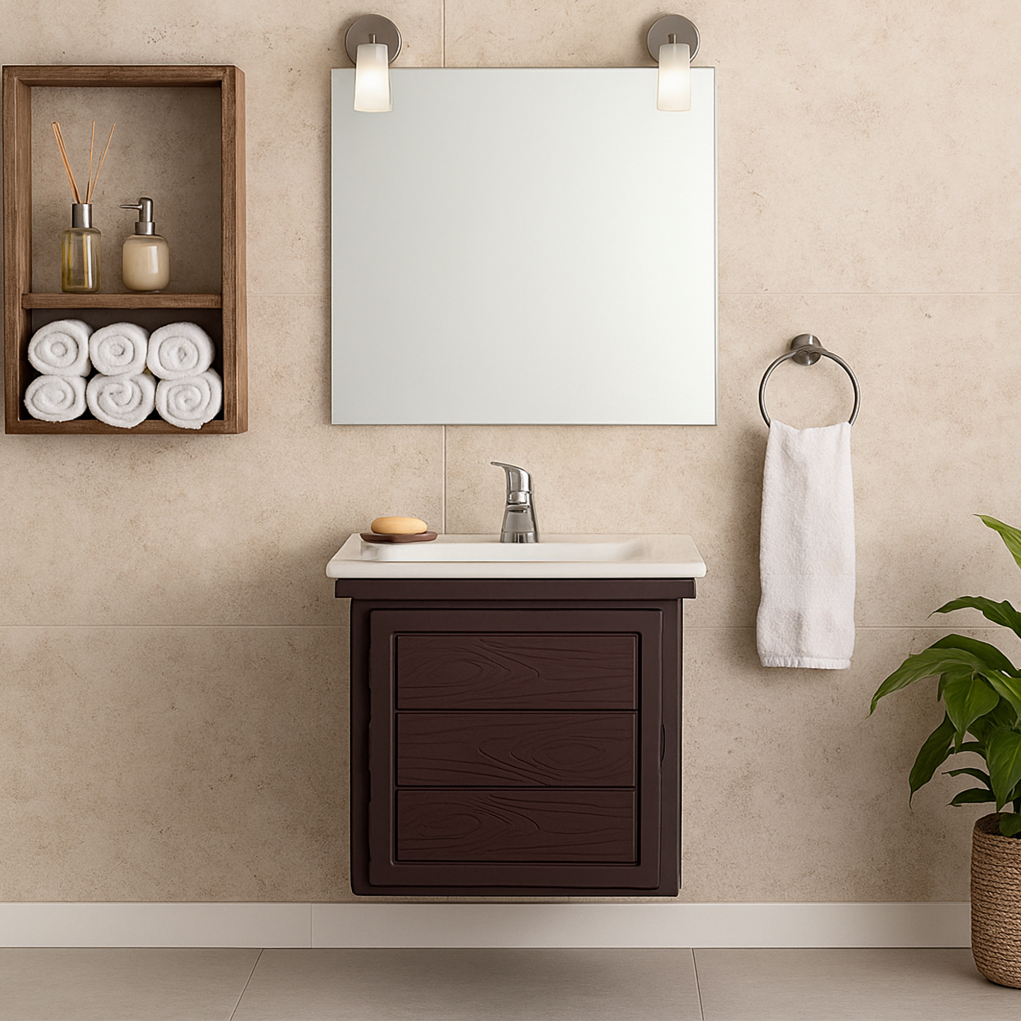 Kit Mueble En PVC + Lavamanos + Grifería  CCOL1113