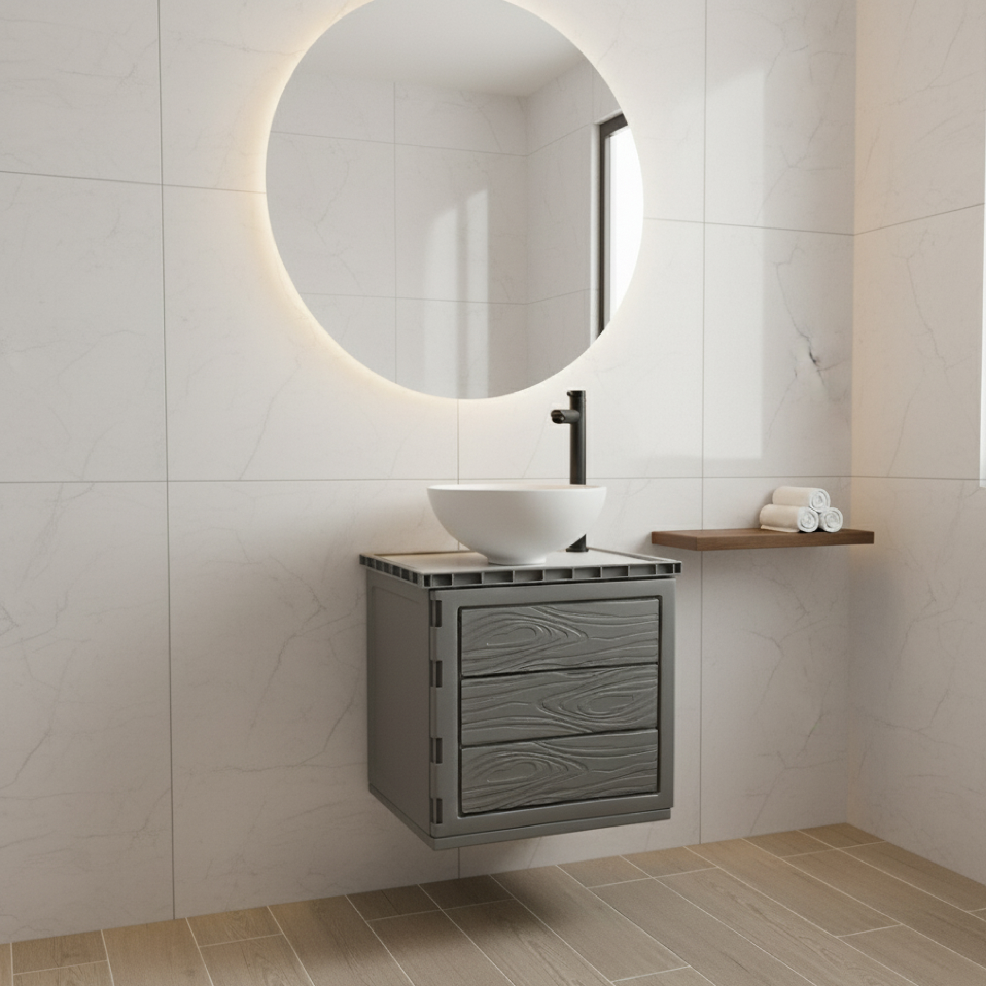 Kit Mueble PVC + Lavamanos + Griferia C1142