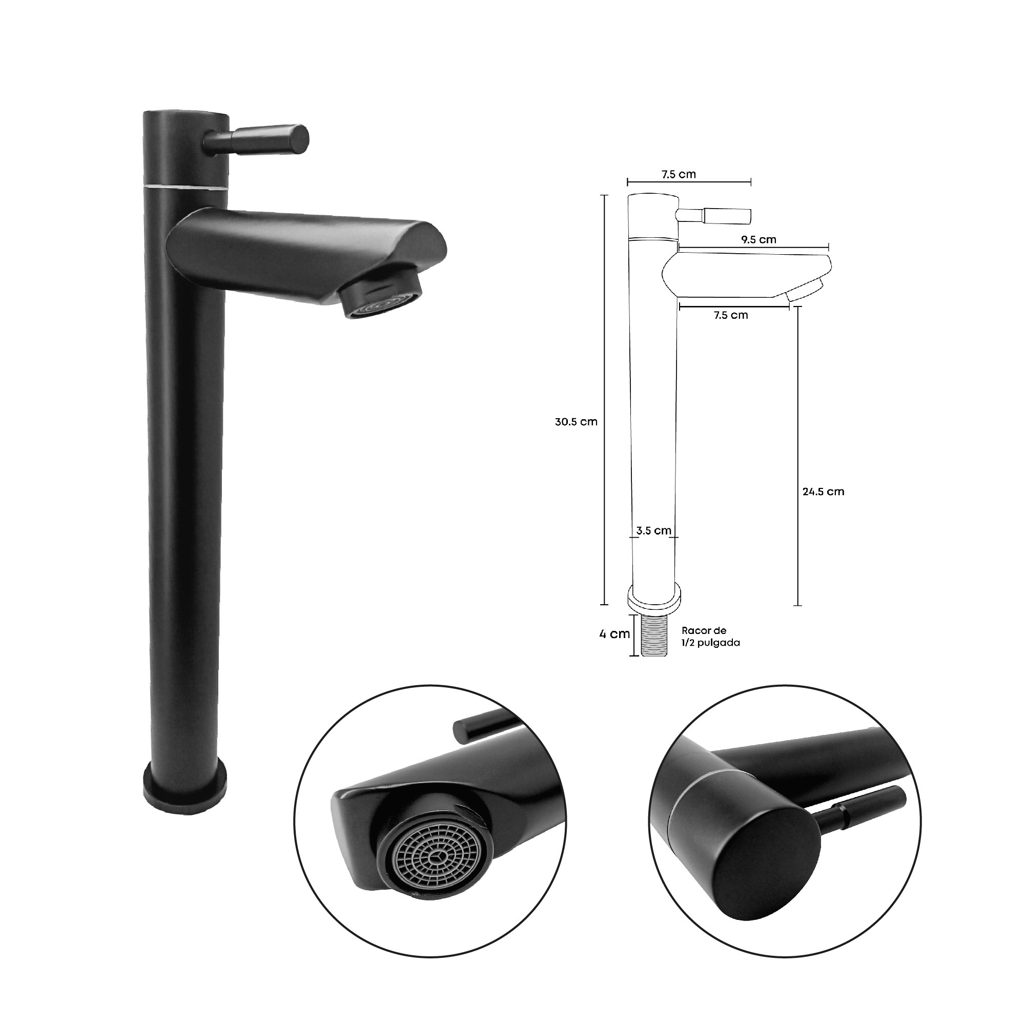 Kit Mueble Pvc + Lavamanos + Griferia  Ccol1122 - Gris - Un Agujero