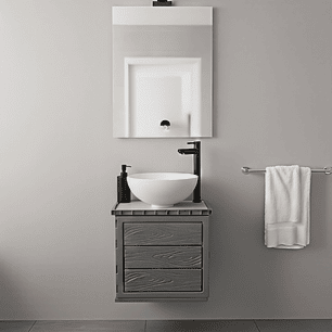 Kit Mueble Pvc + Lavamanos + Griferia  Ccol1122 - Gris - Un Agujero