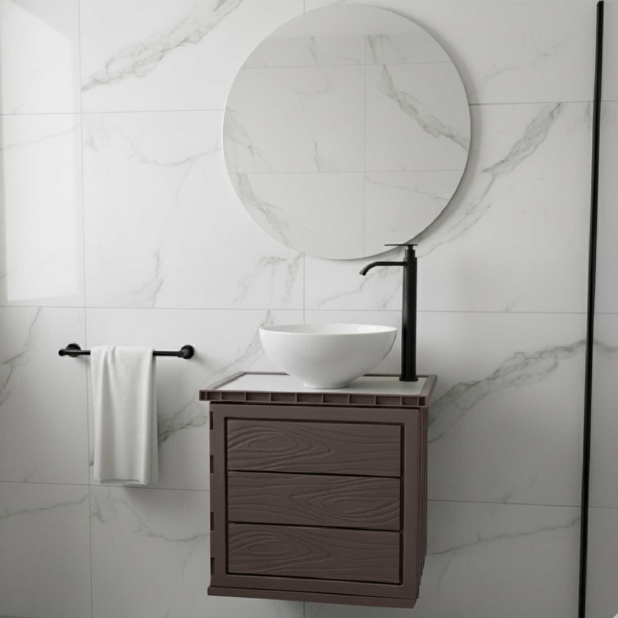 Kit Mueble Pvc + Lavamanos + Griferia C1150