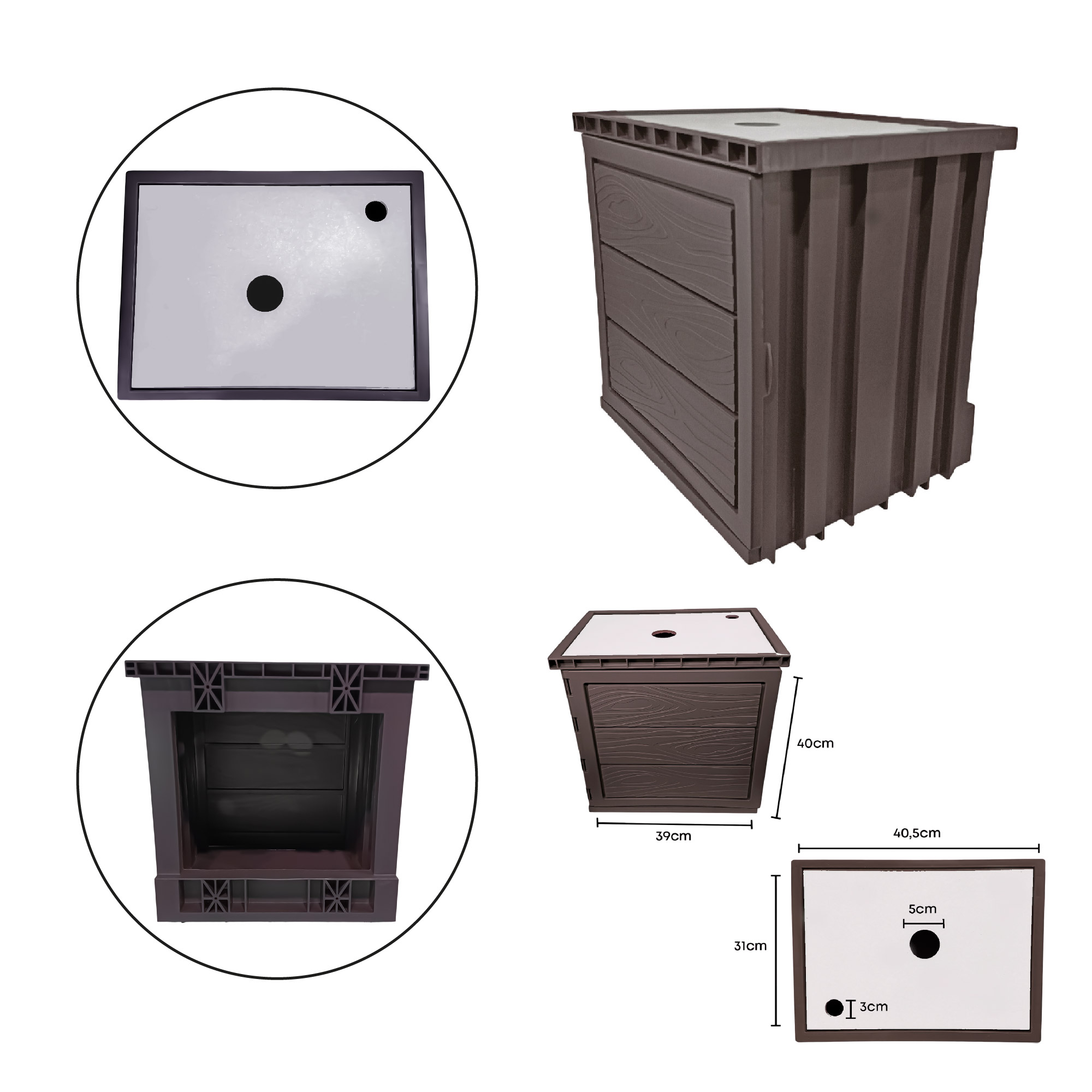 Kit Mueble Pvc + Lavamanos + Griferia  Ccol1130 - Marrón Oscuro - Un Agujero