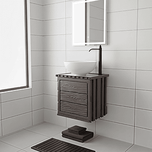 Kit Mueble Pvc + Lavamanos + Griferia  Ccol1130 - Marrón Oscuro - Un Agujero