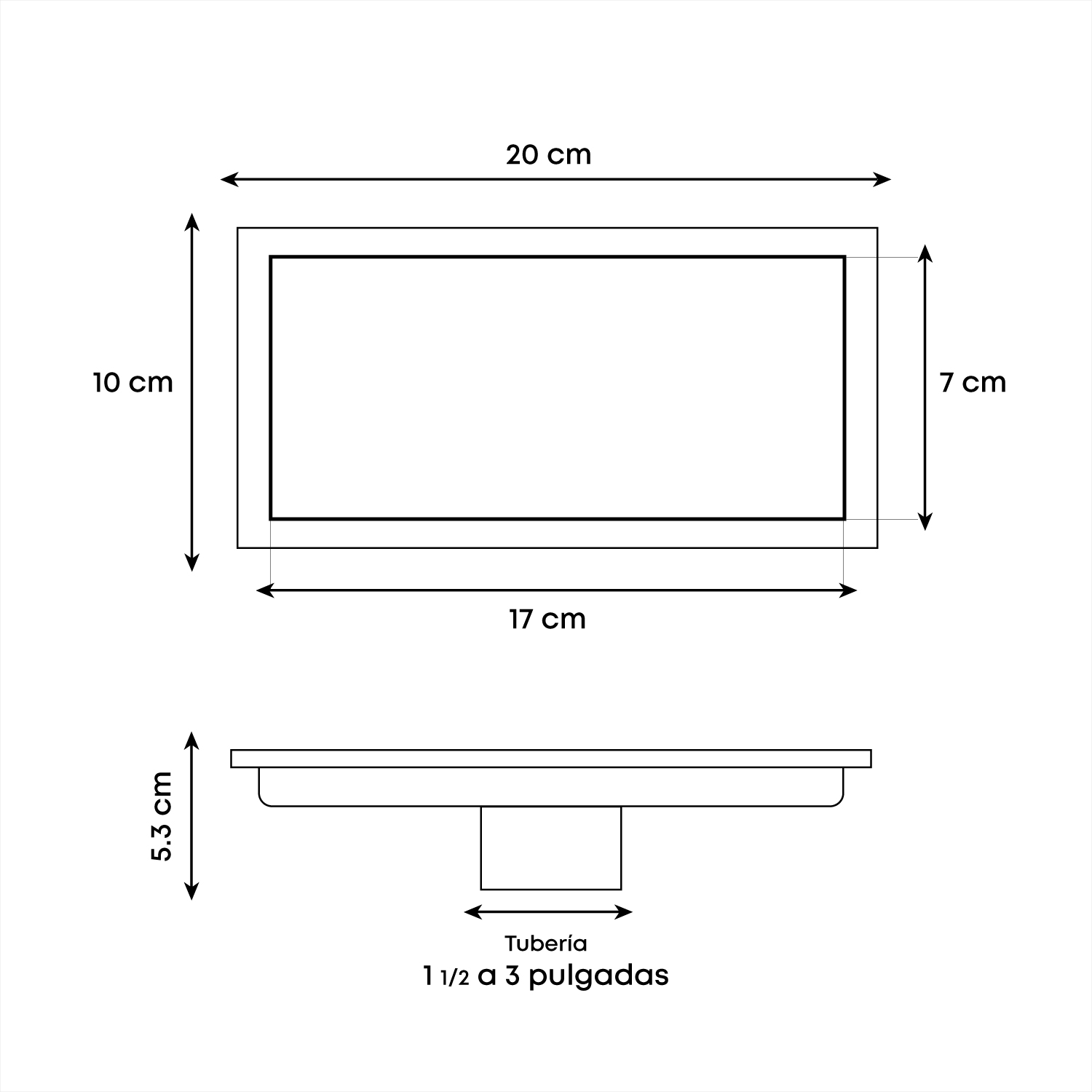 Rejilla Piso Invisible 20x10cm Negra