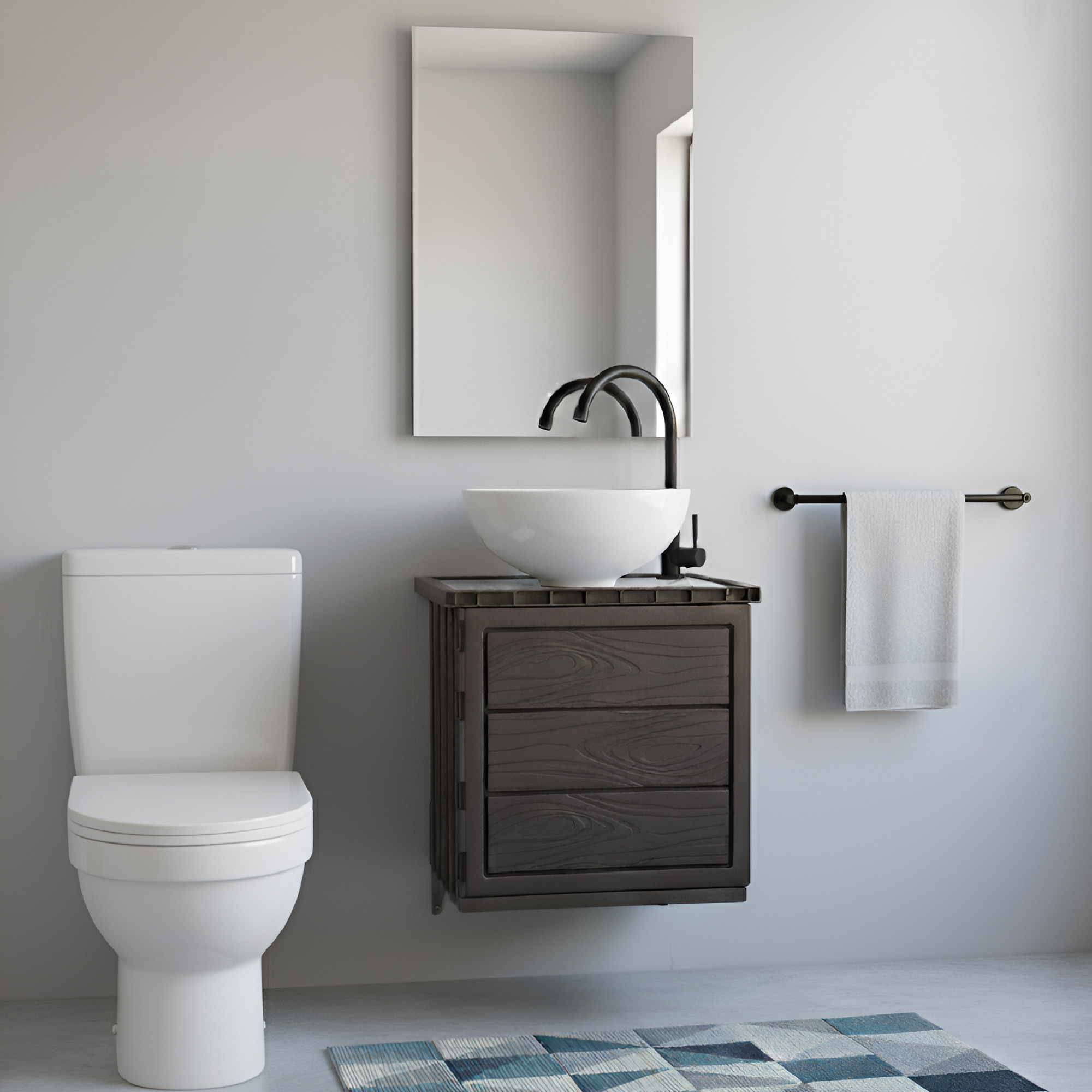 Kit Mueble PVC + Lavamanos + Grifería C1154