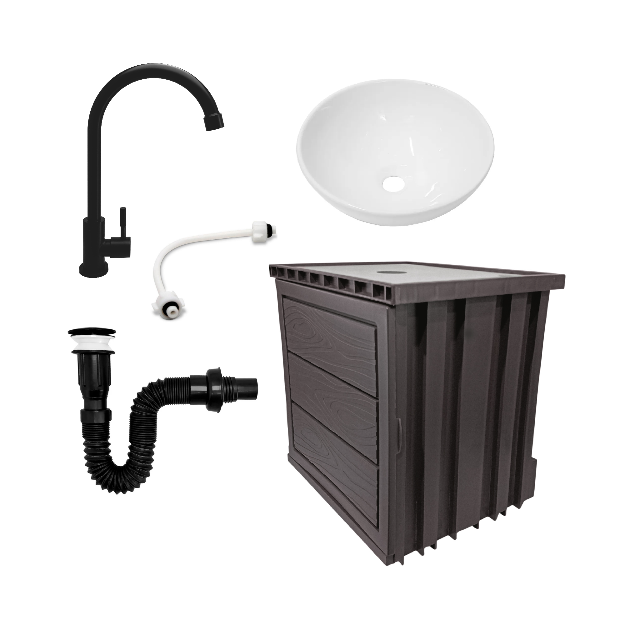 Kit Mueble PVC + Lavamanos + Grifería C1154