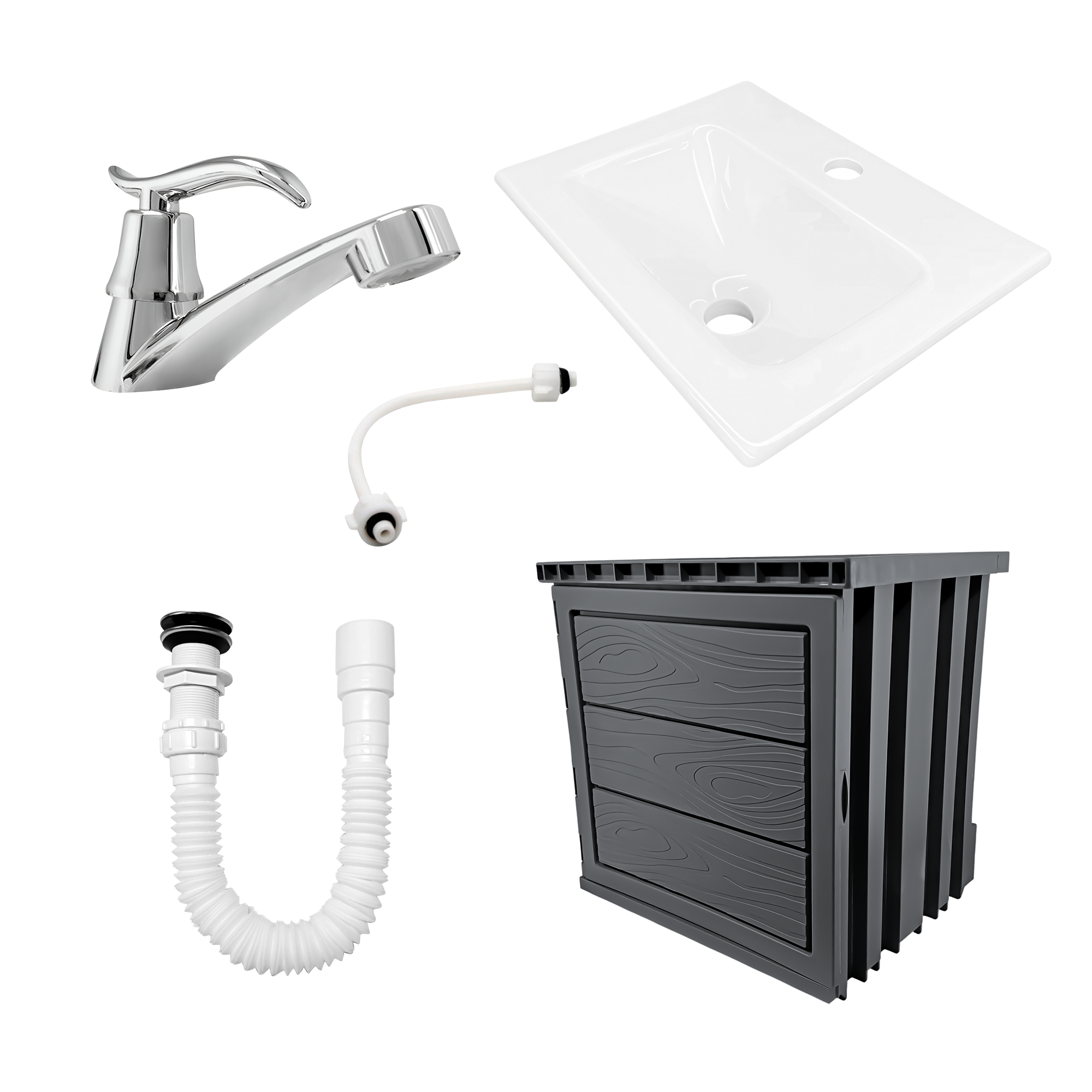 Kit Mueble En PVC + Lavamanos + Griferia  CCOL1114