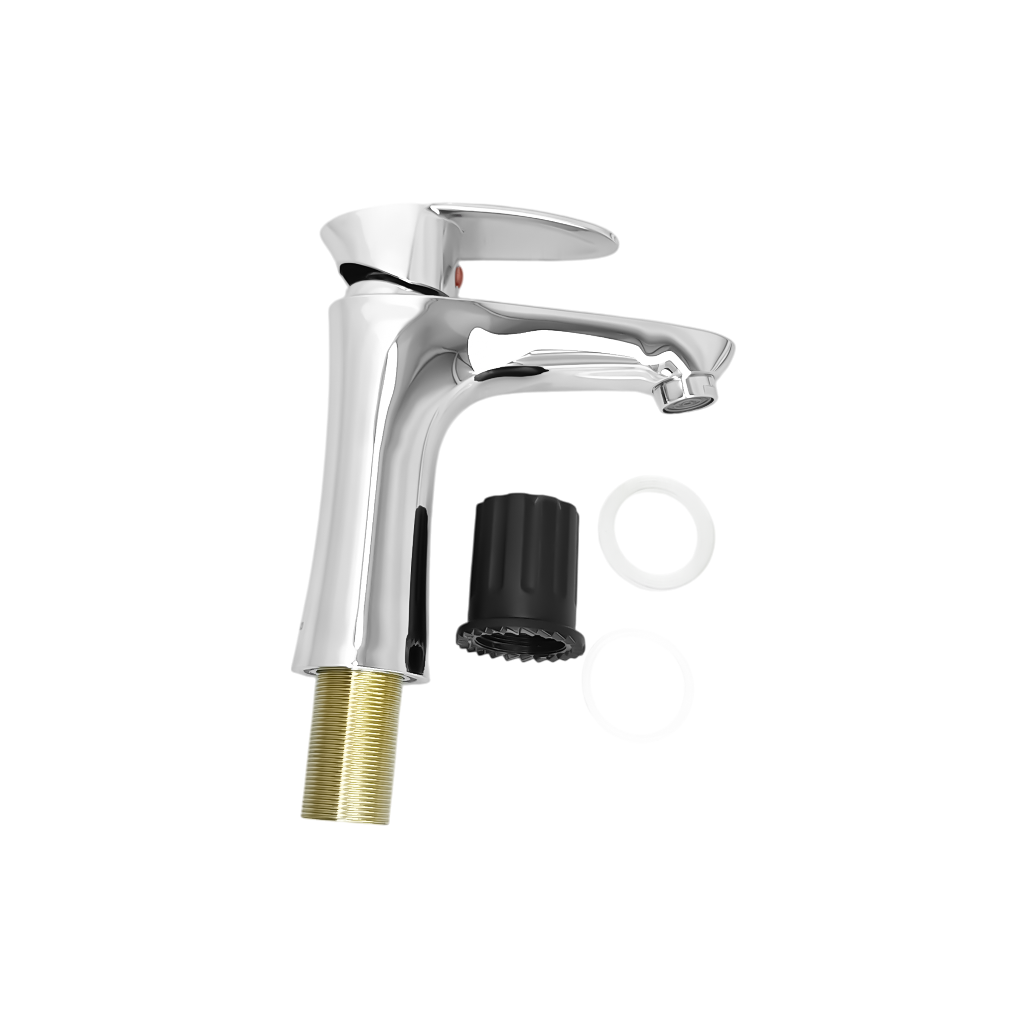 Griferia Lavamanos Baja Brillante Manija Tipo Hoja