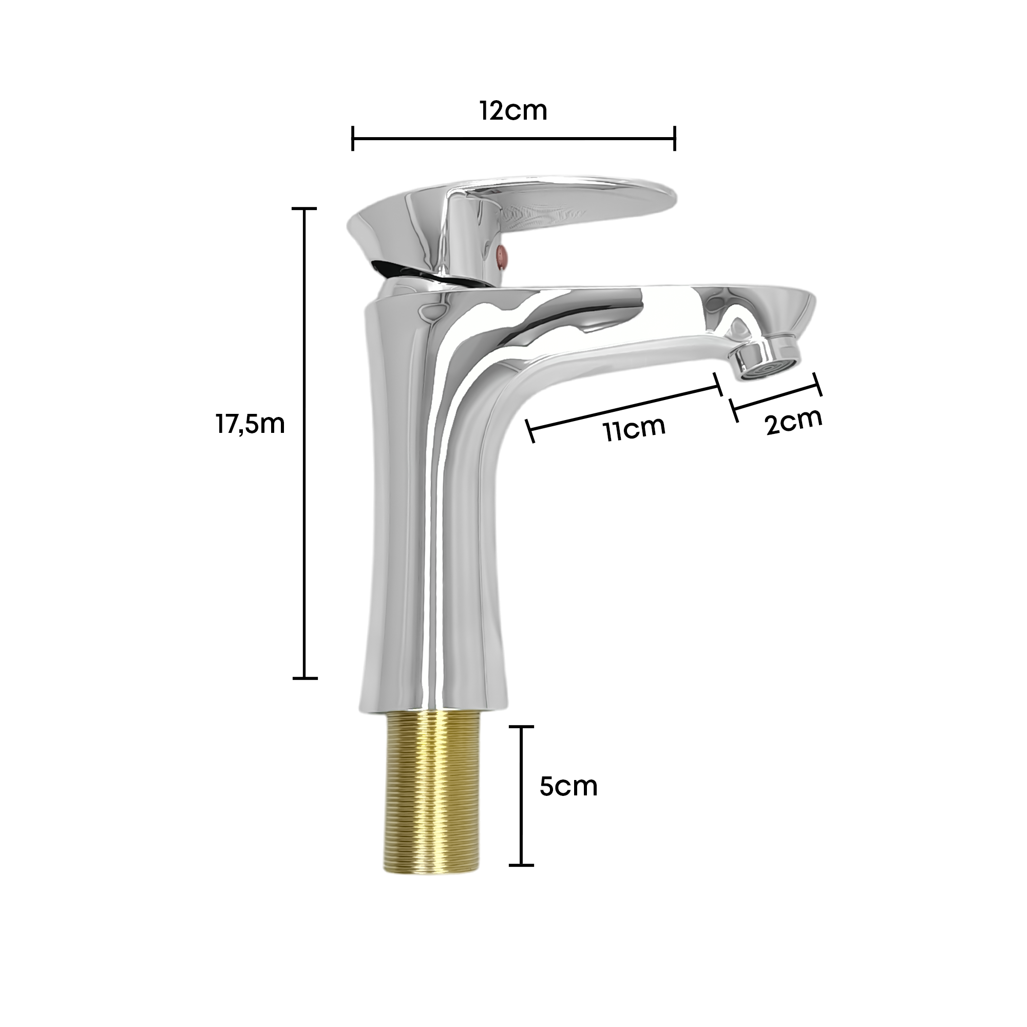 Griferia Lavamanos Baja Brillante Manija Tipo Hoja