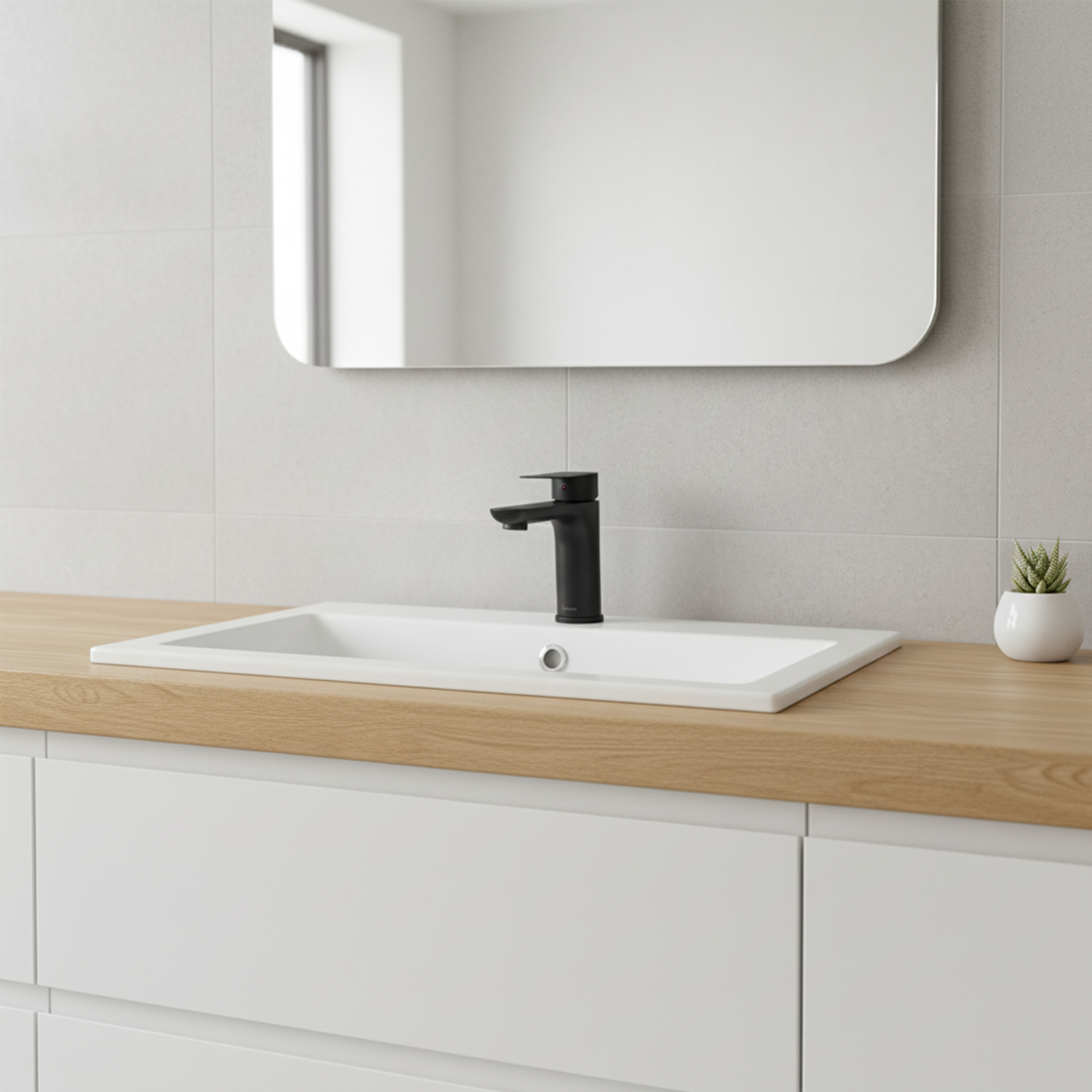 Griferia Lavamanos Mezclador Negra - Leal Baja