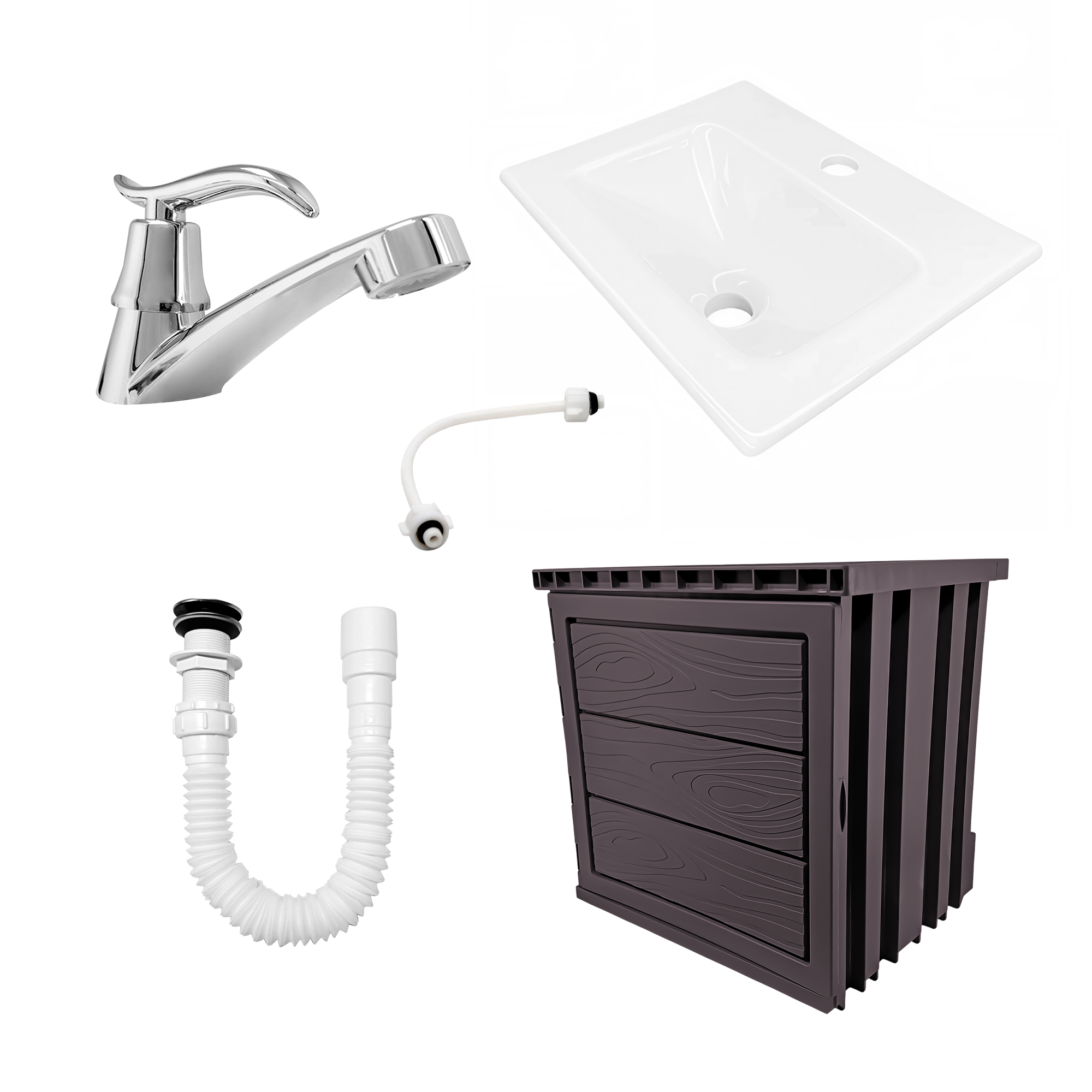 Kit Mueble En PVC + Lavamanos + Grifería  CCOL1115