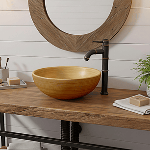 Combo Lavamanos Rustico + Griferia  Ccol-5013 Marrón Claro