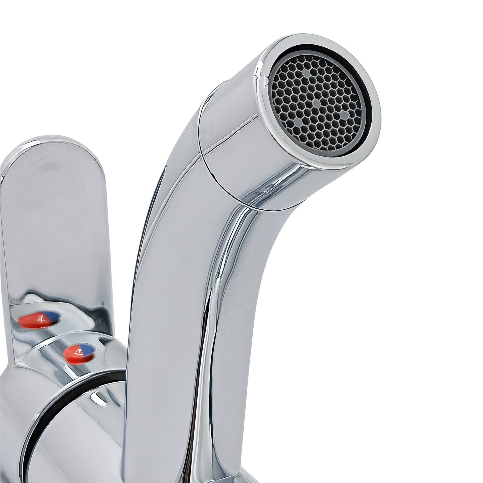 Grifería Baño Lavamanos Alta Mezclador Pico Semicurvo