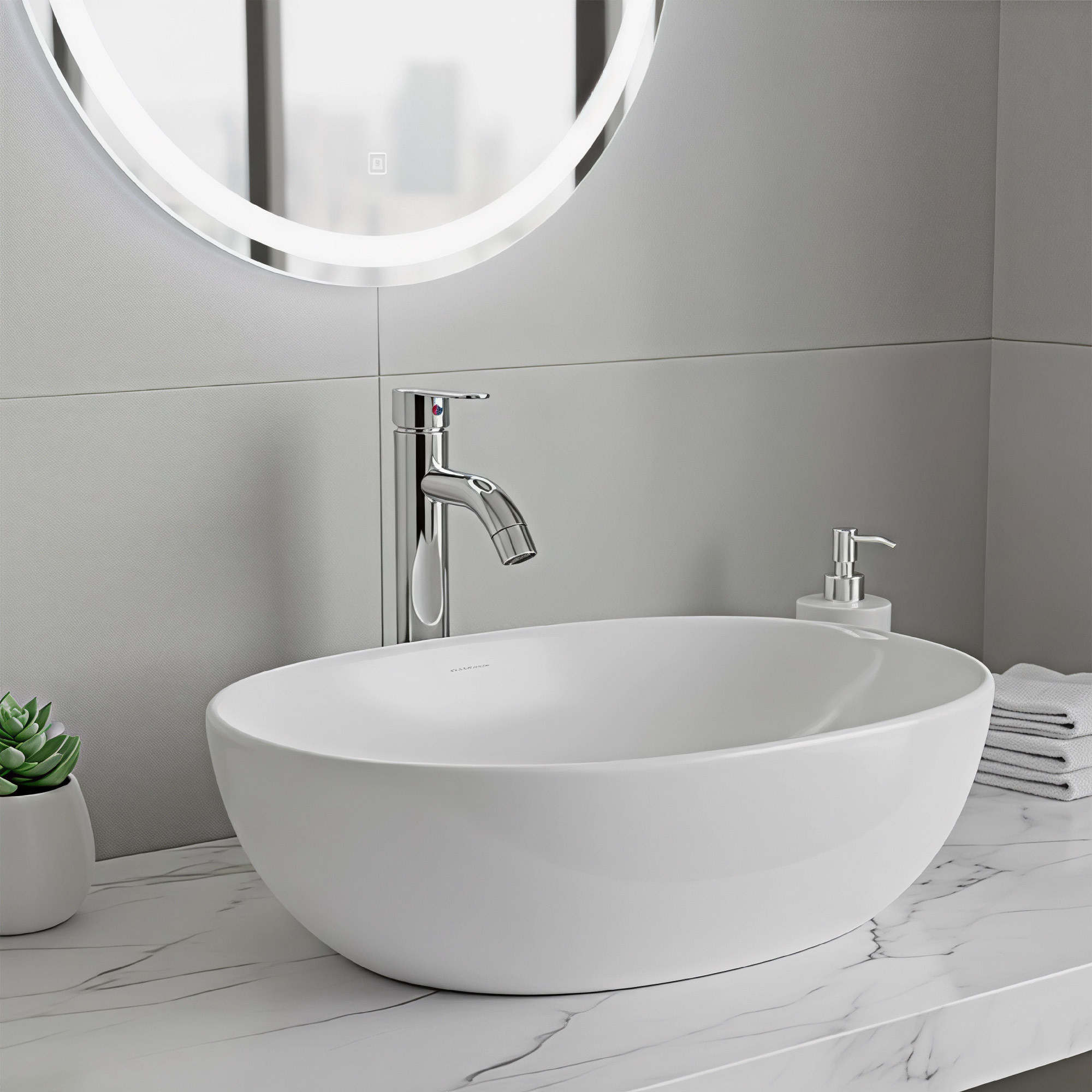 Grifería Baño Lavamanos Alta Mezclador Pico Semicurvo