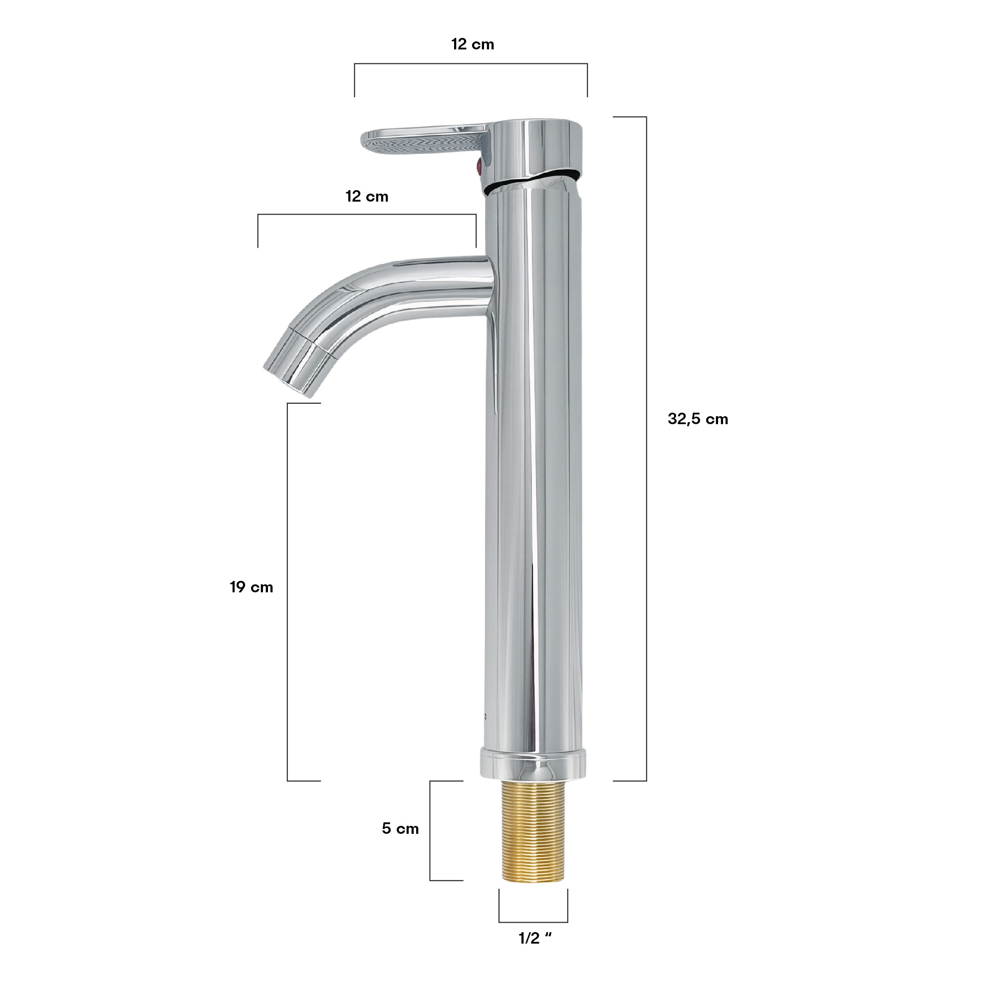 Grifería Baño Lavamanos Alta Mezclador Pico Semicurvo