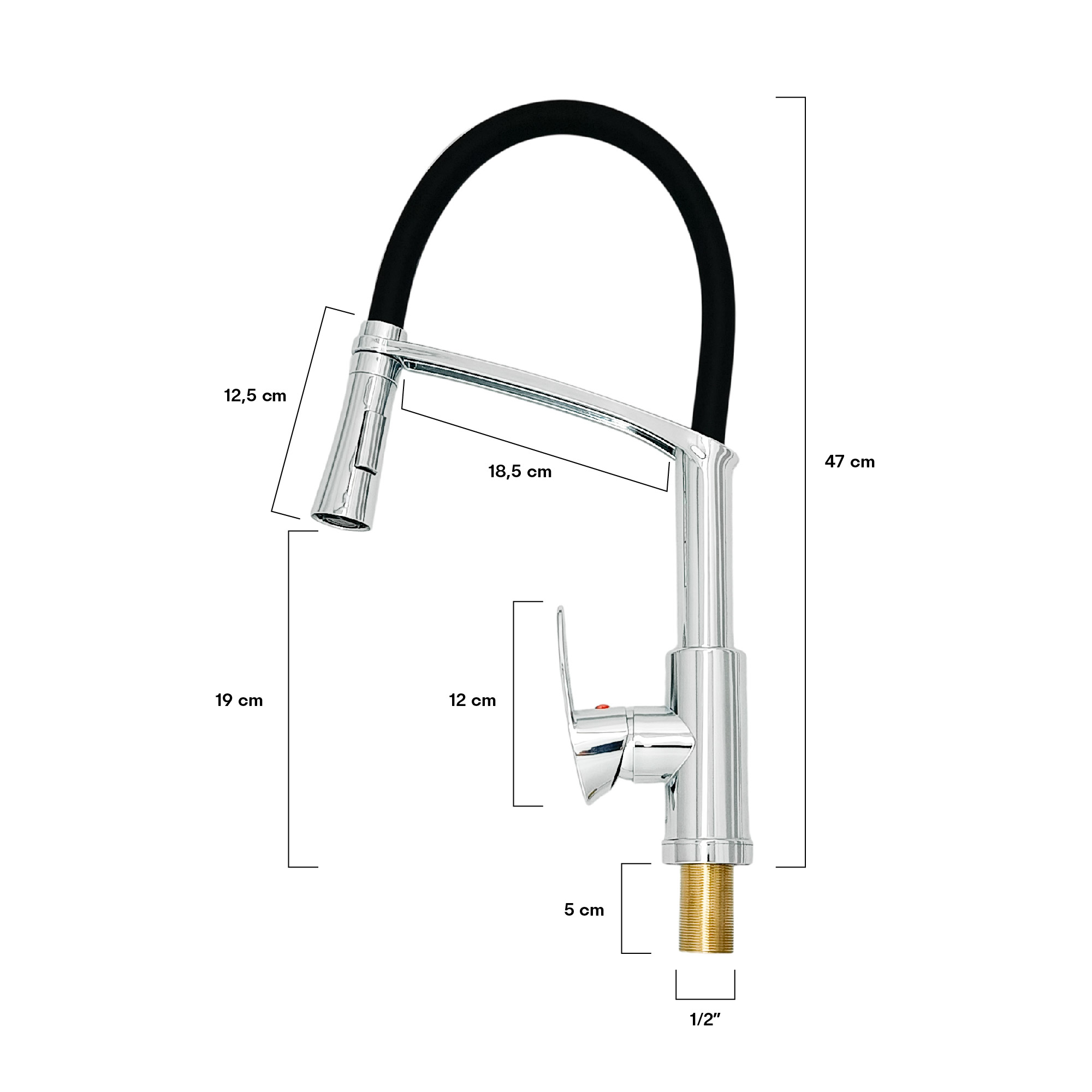 Griferia Lavaplatos Mezcador Flexible Negro Santorini