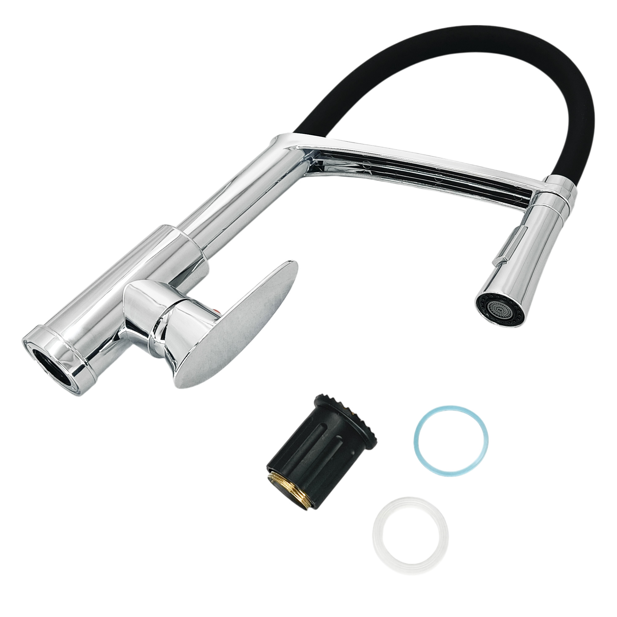 Griferia Lavaplatos Mezcador Flexible Negro Santorini