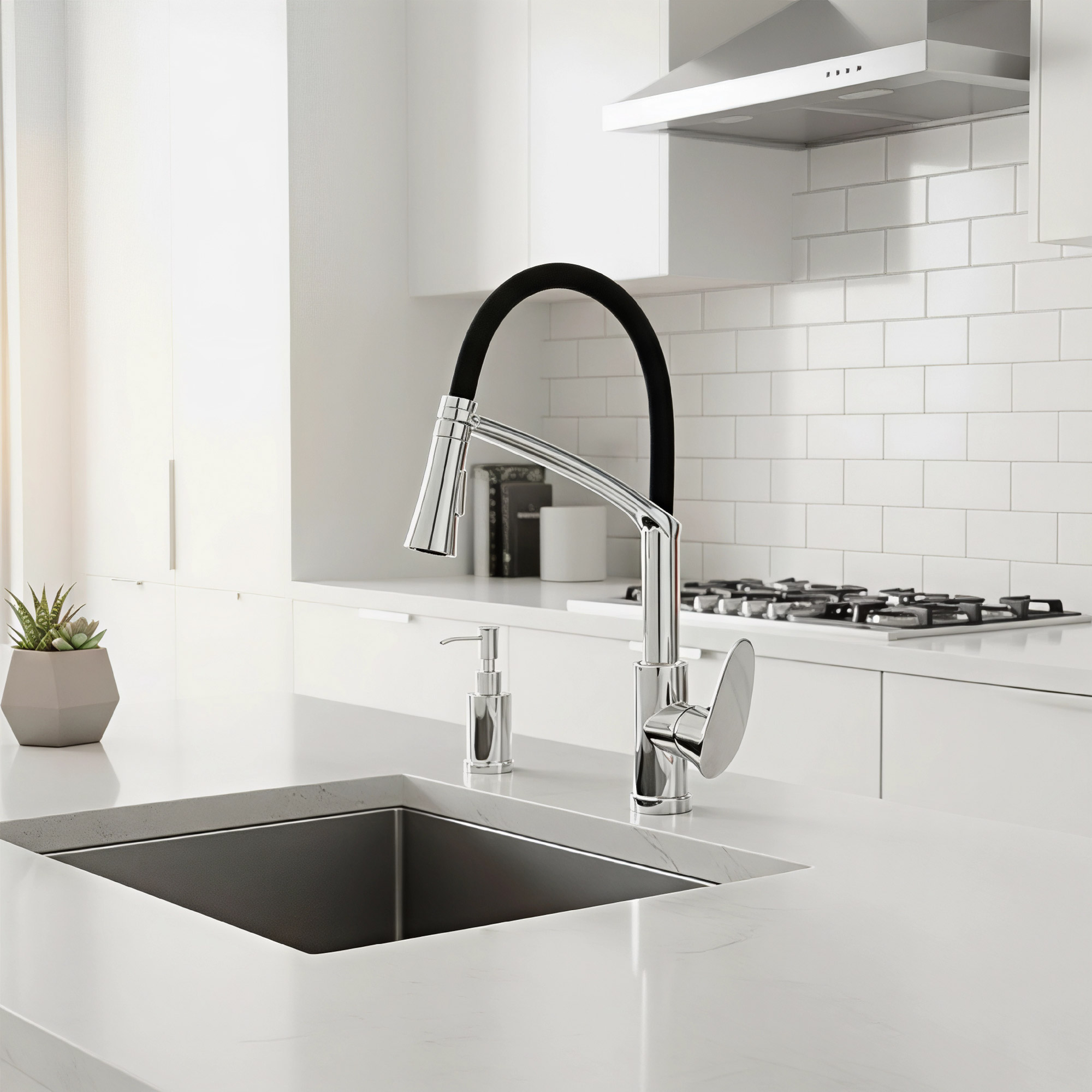 Griferia Lavaplatos Mezcador Flexible Negro Santorini