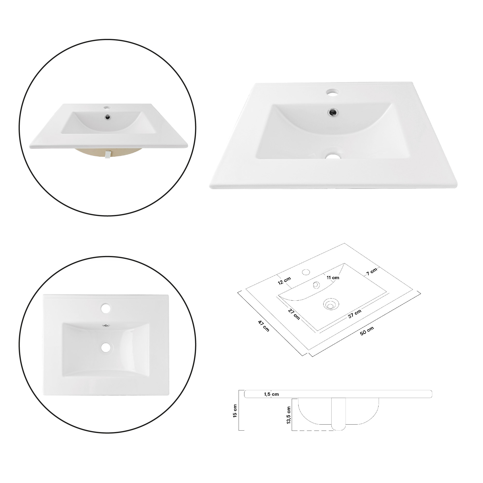 Combo Placa Lavamanos 53x46 + Griferia Mezclador + Push C651