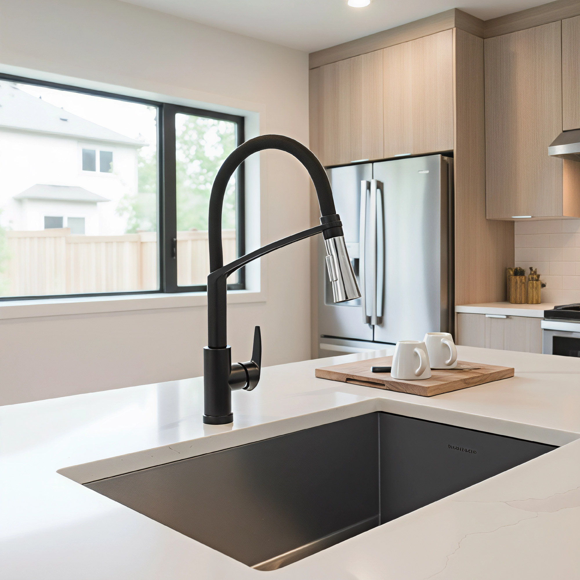 Griferia Lavaplatos Mezclador Negro Cuello Flexible Negro