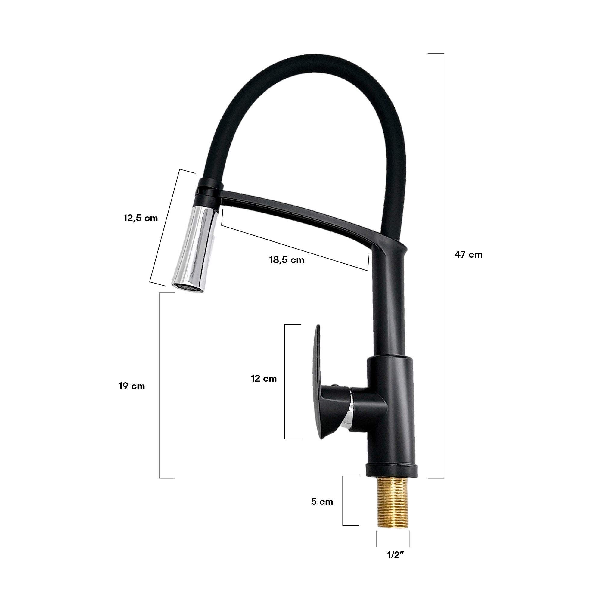 Griferia Lavaplatos Mezclador Negro Cuello Flexible Negro