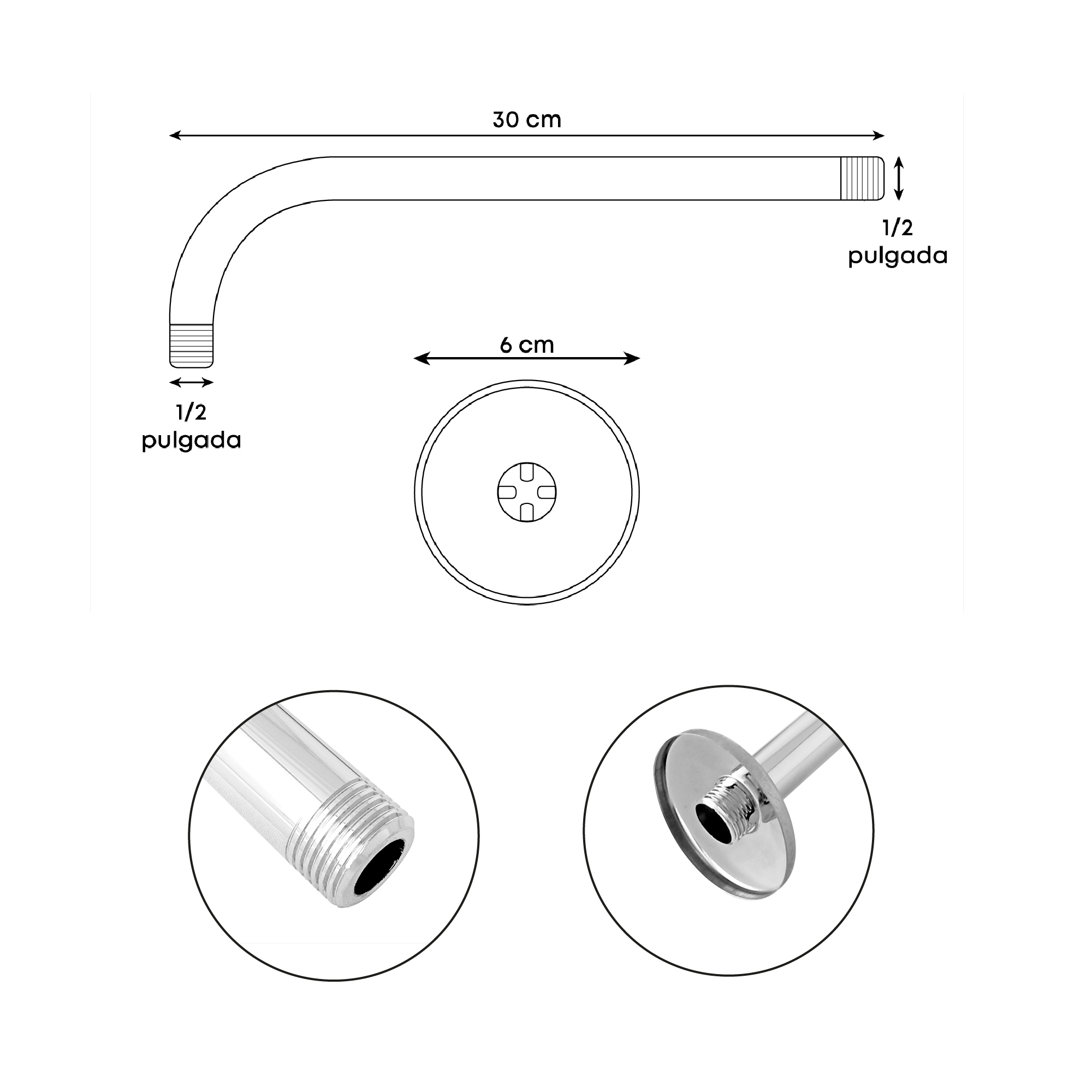 Combo Brazo Ducha 30CM  Ducha Redonda 15CM + Mezcladora Colombia 